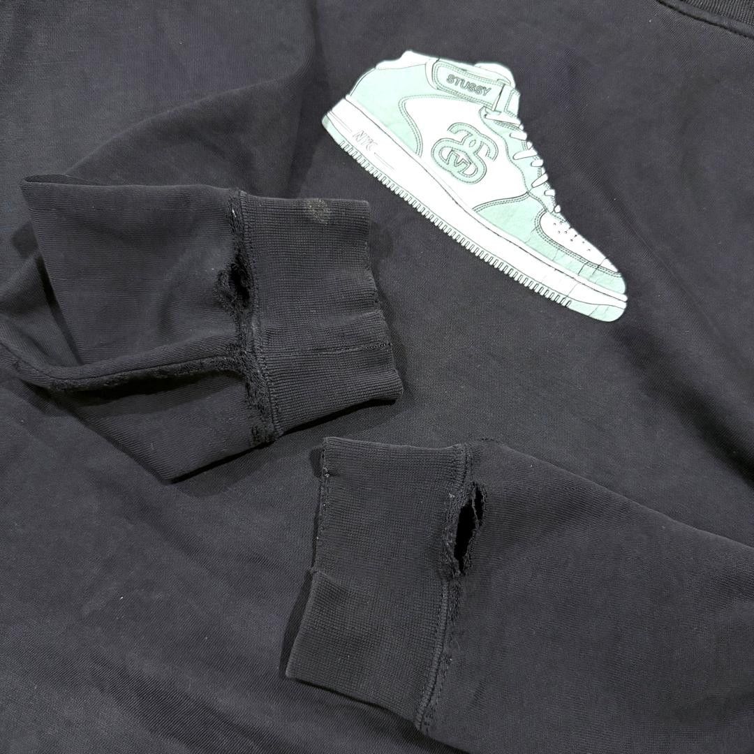 RARE🔥 VTG 90S STUSSY X NIKE AF1 SWEATSHIRT DISTRESSED FADED