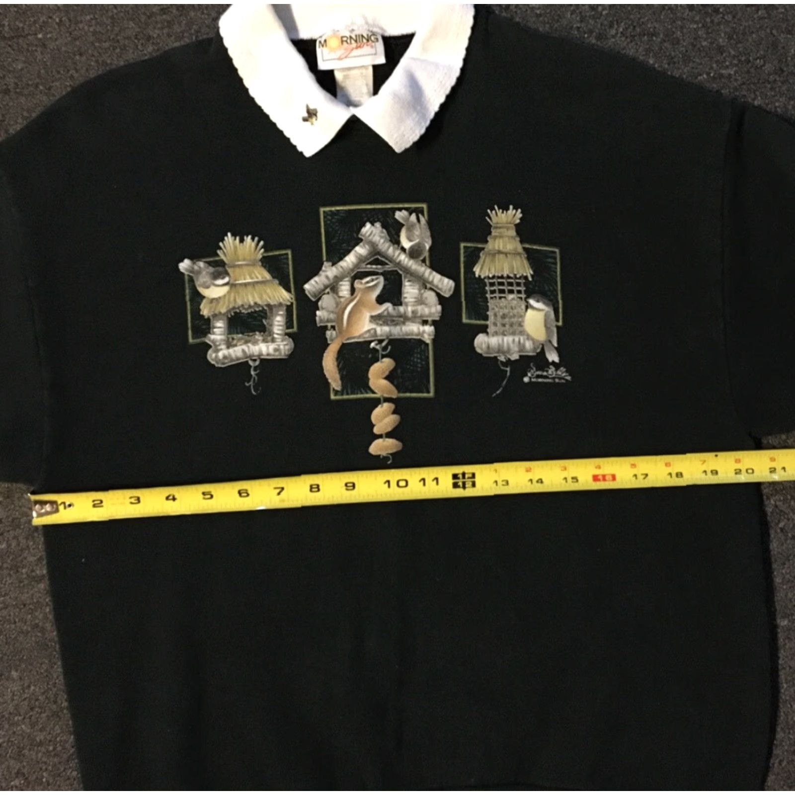 Vintage VINTAGE 90s Bird Squirrel Sweatshirt M Black Morning Sun Shirt Mens Size US M / EU 48-50 / 2 - 7 Thumbnail