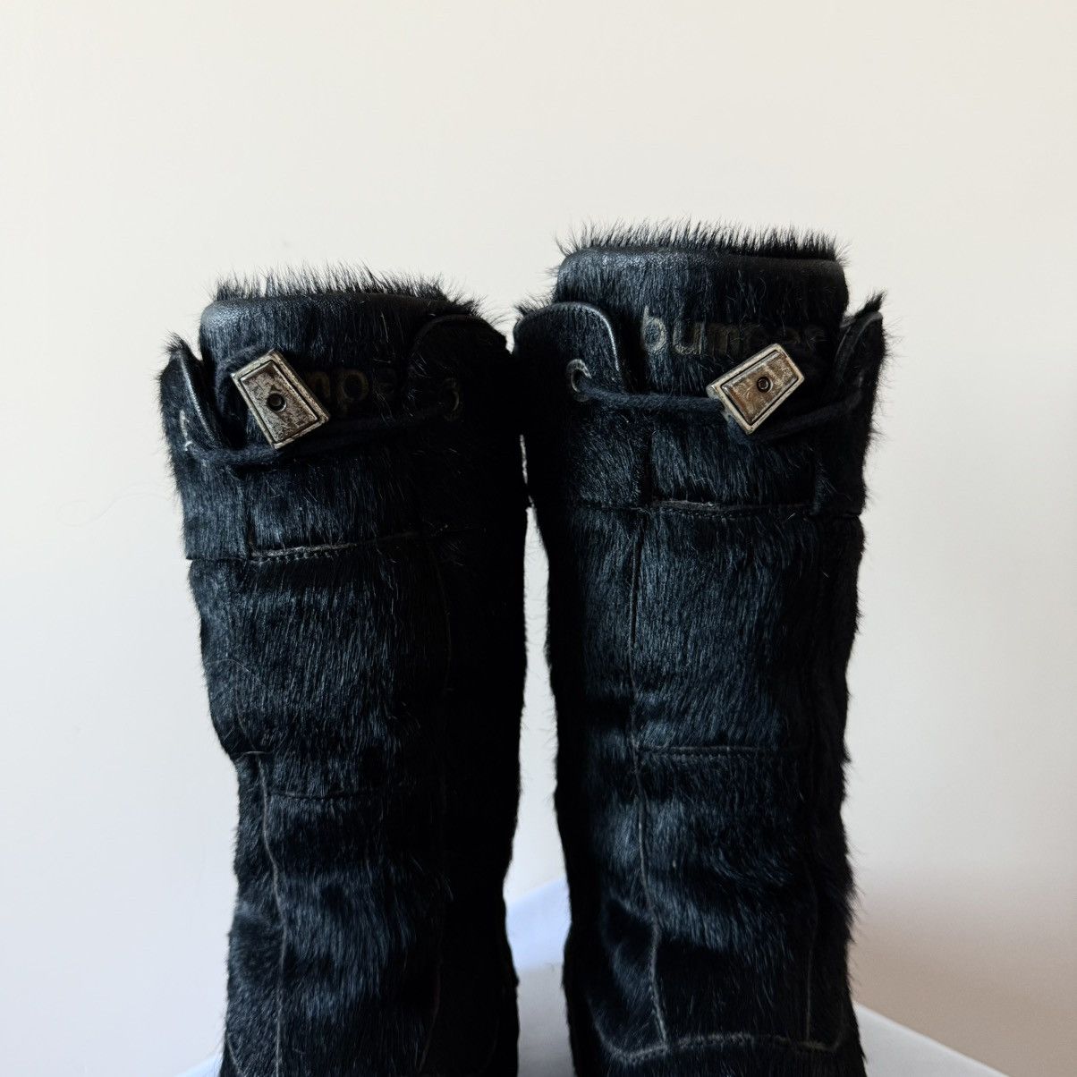 If Six Was Nine Vintage Y2K Bumper Pony Fur Black Lace Up Boots Size US 8 / IT 38 - 5 Thumbnail