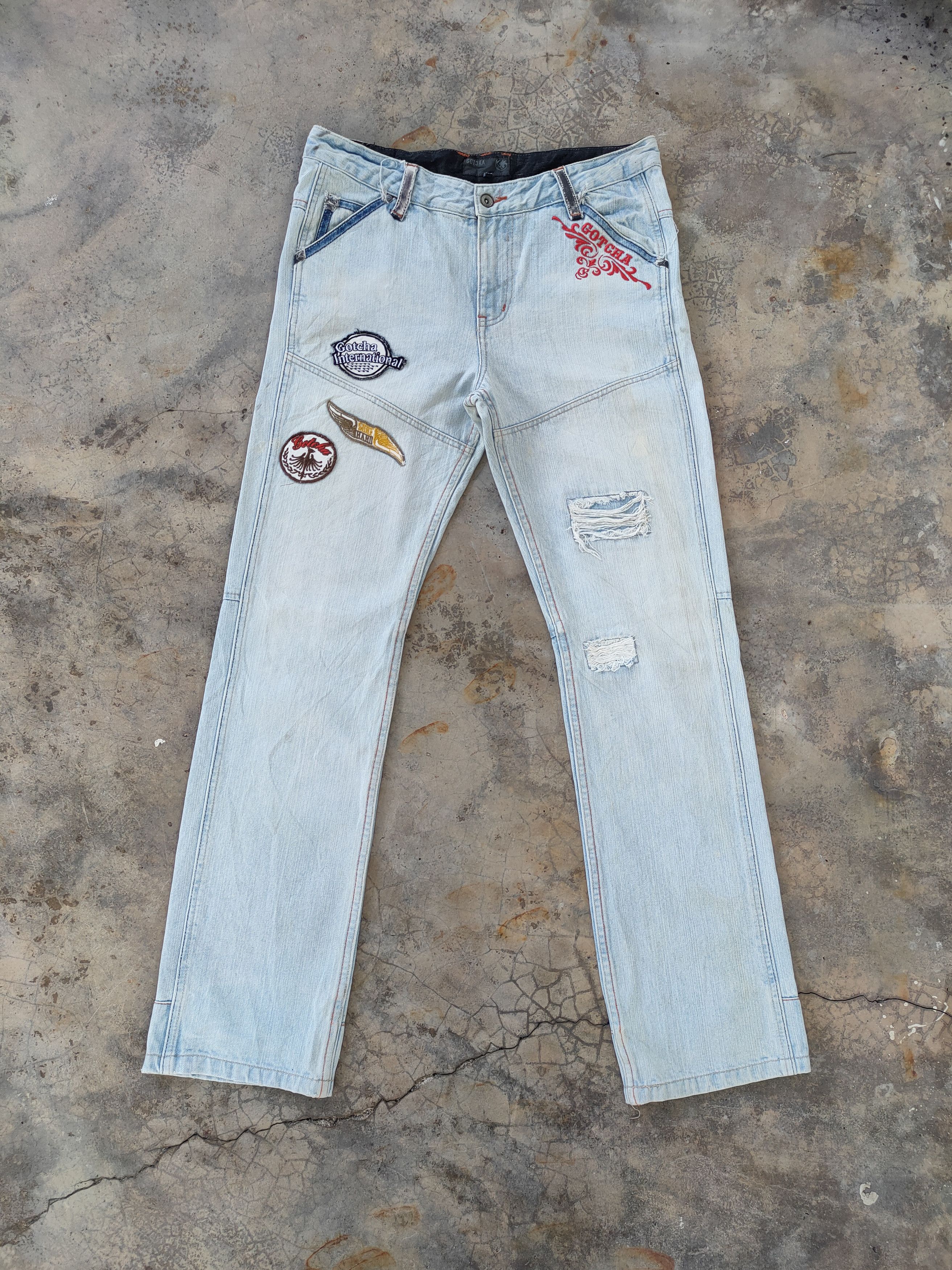 Gotcha W33 VINTAGE GOTCHA PATCH FADED JEANS DENIM PANTS Size US 33 - 1 Thumbnail
