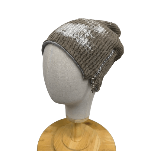 ☠️ Harajuku style gothic punk zipper art pull on beanie hat