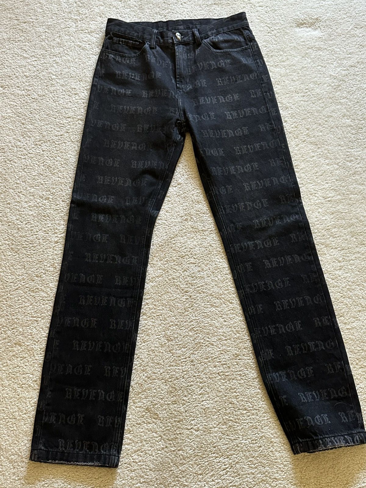 Revenge Revenge Allover Logo Denim Pants | Grailed