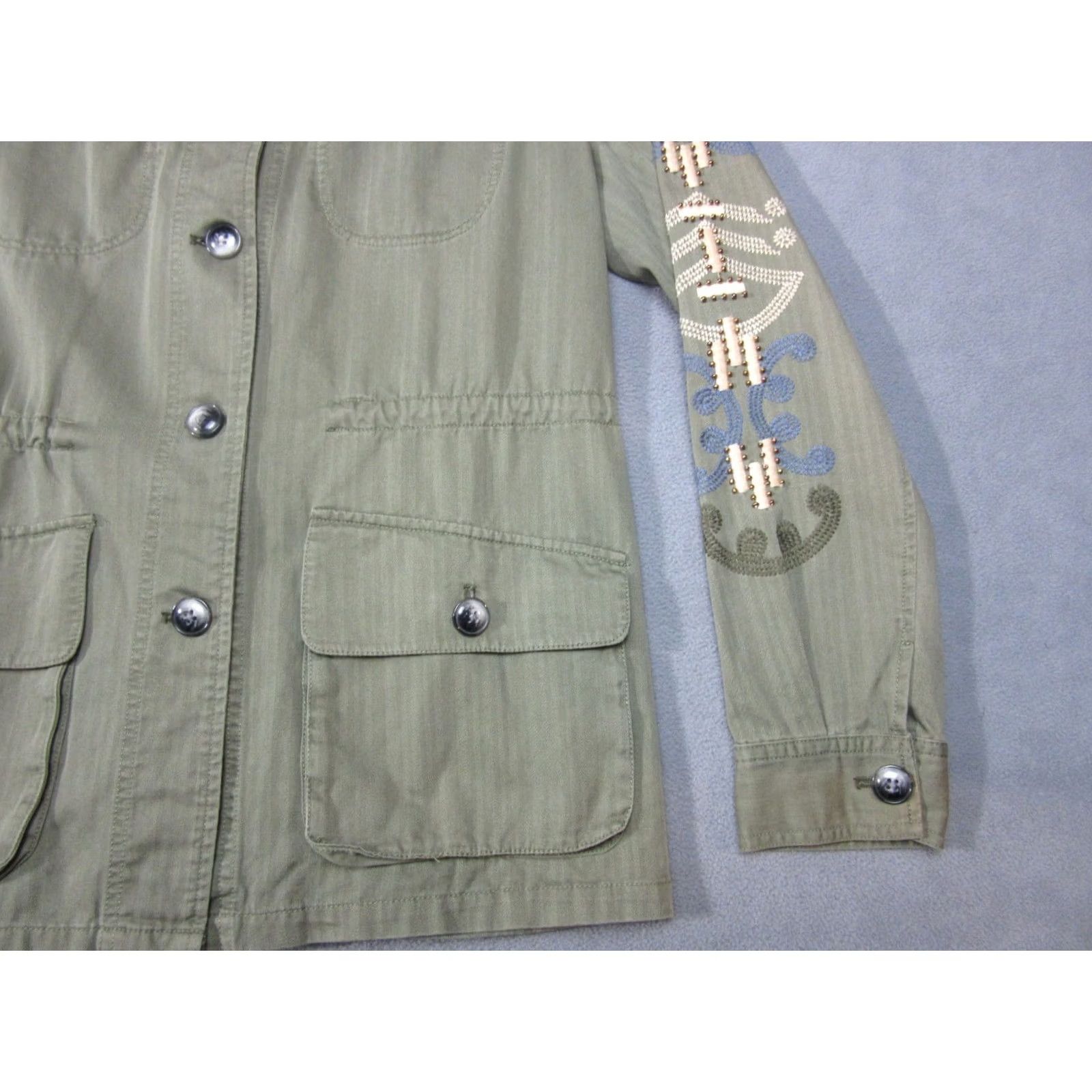 Anthropologie Anthropologie Jacket Womens Medium Olive Green Embroidered Button Front Hei Hei Size M / US 6-8 / IT 42-44 - 4 Thumbnail