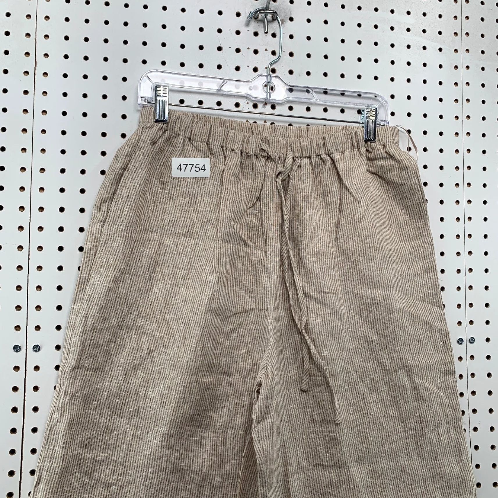 Vintage Solai Linen Pants Womens Large Beige Wide-Leg Drawstring Boho Size 36" / US 14 / IT 50 - 4 Thumbnail