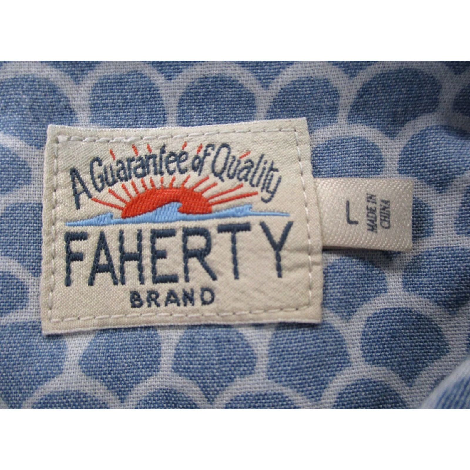 Faherty Faherty Shirt Mens L Blue Scale Print Work Business Golf Preppy Size US L / EU 52-54 / 3 - 6 Thumbnail