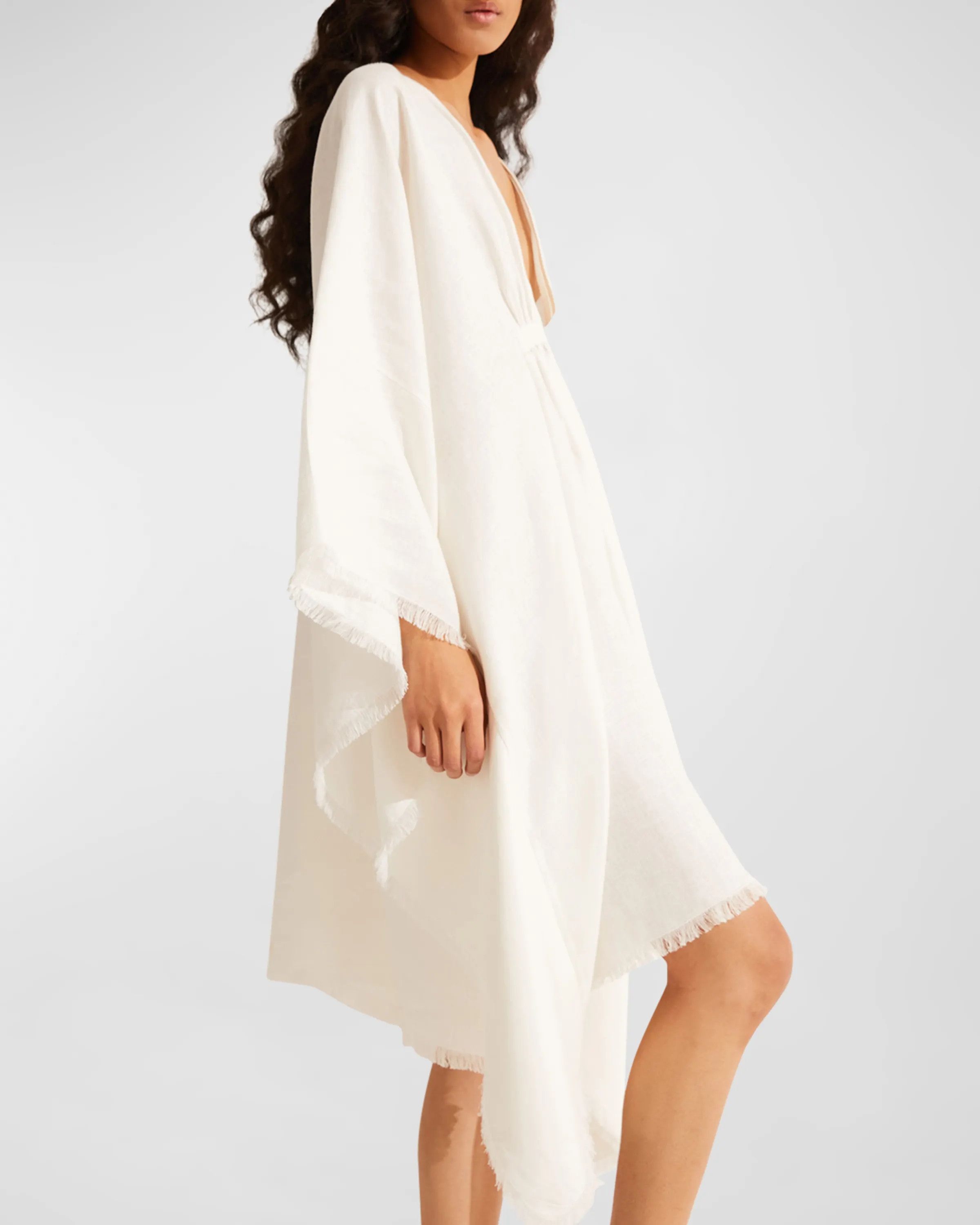 Loro Piana o1srvl11e0824 Gloria Breeze Midi Dress in White Size XL / US 12-14 / IT 48-50 - 4 Thumbnail