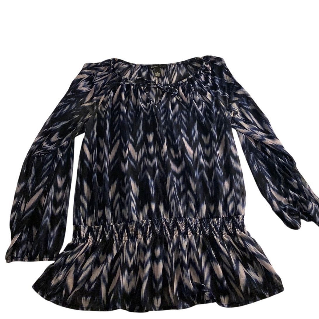 Other Boho Chic Navy Ikat Peplum Blouse INC XL Size XL / US 12-14 / IT 48-50 - 2 Thumbnail