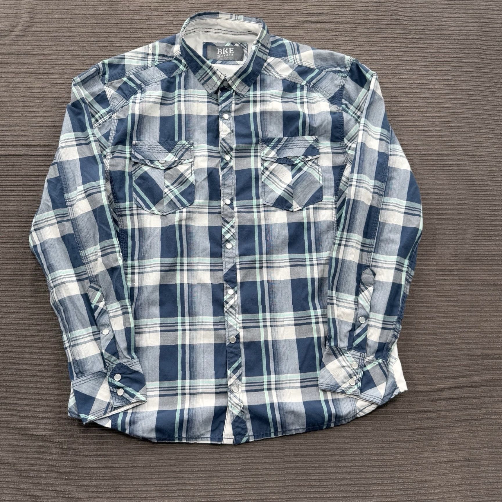 Vintage BKE Buckle Shirt Men Large Plaid Cotton Pearl Snap Long Sleeve Cowboy Rodeo Shirt Size US L / EU 52-54 / 3 - 2 Thumbnail