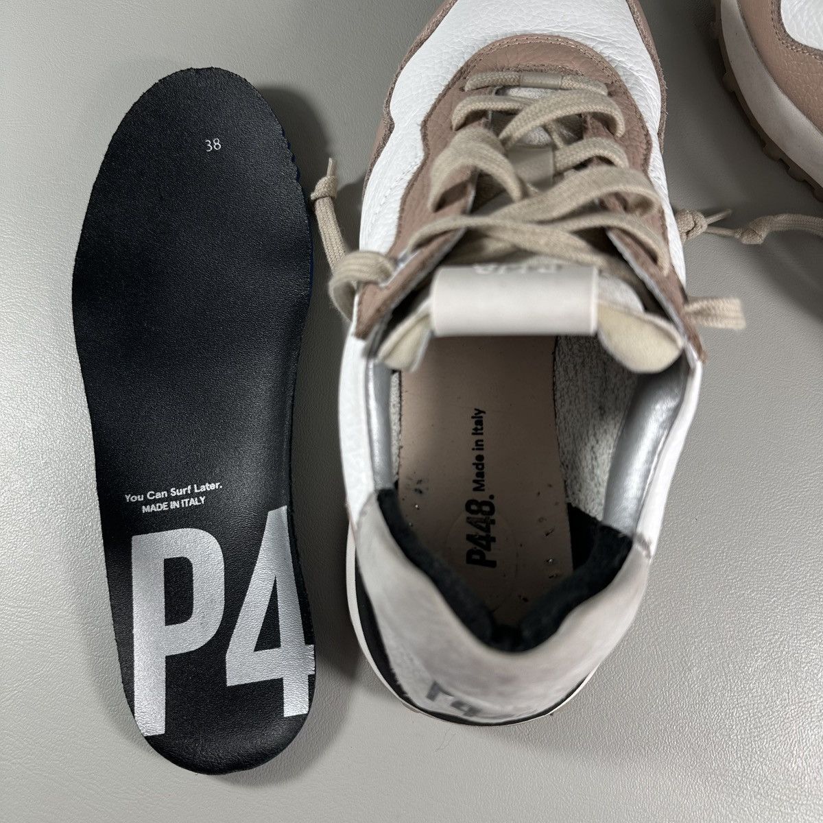 P448 P448 Cancun White / Rose Leather Sneakers Size US 8 / IT 38 - 9 Thumbnail