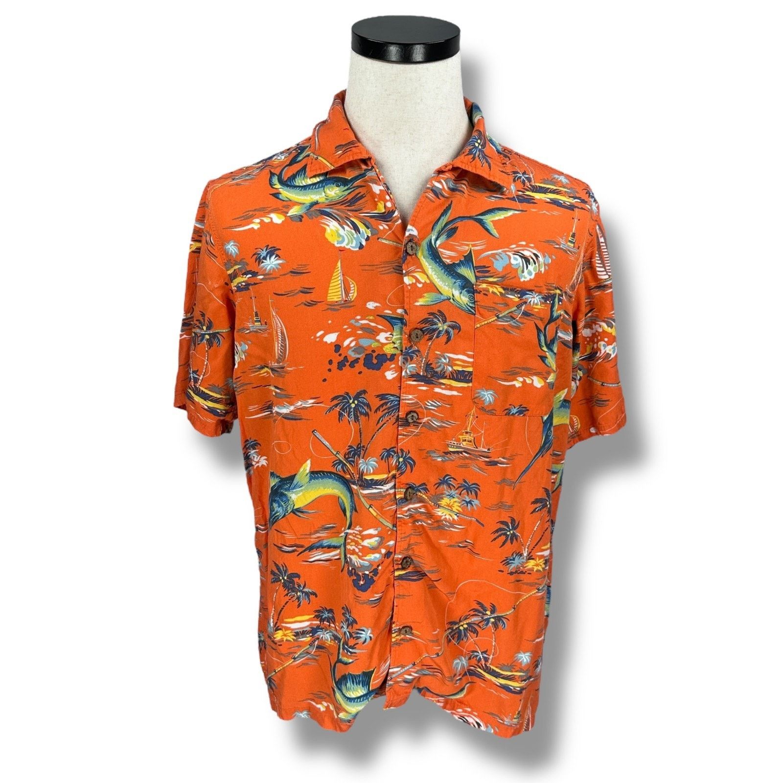 Polo Ralph Lauren VTG Polo Ralph Lauren Shirt Mens Large Orange Fish Boat Camp Size US L / EU 52-54 / 3 - 1 Thumbnail