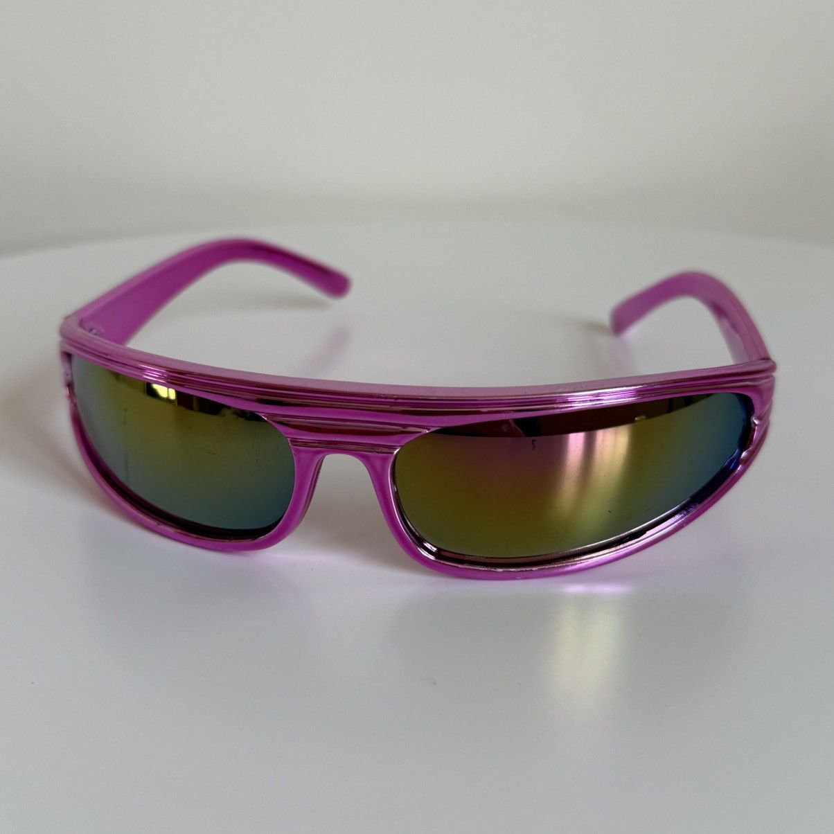Vintage Y2K Shield Sunglasses Wrap Around Mirror Lens Futuristic Size ONE SIZE - 2 Thumbnail