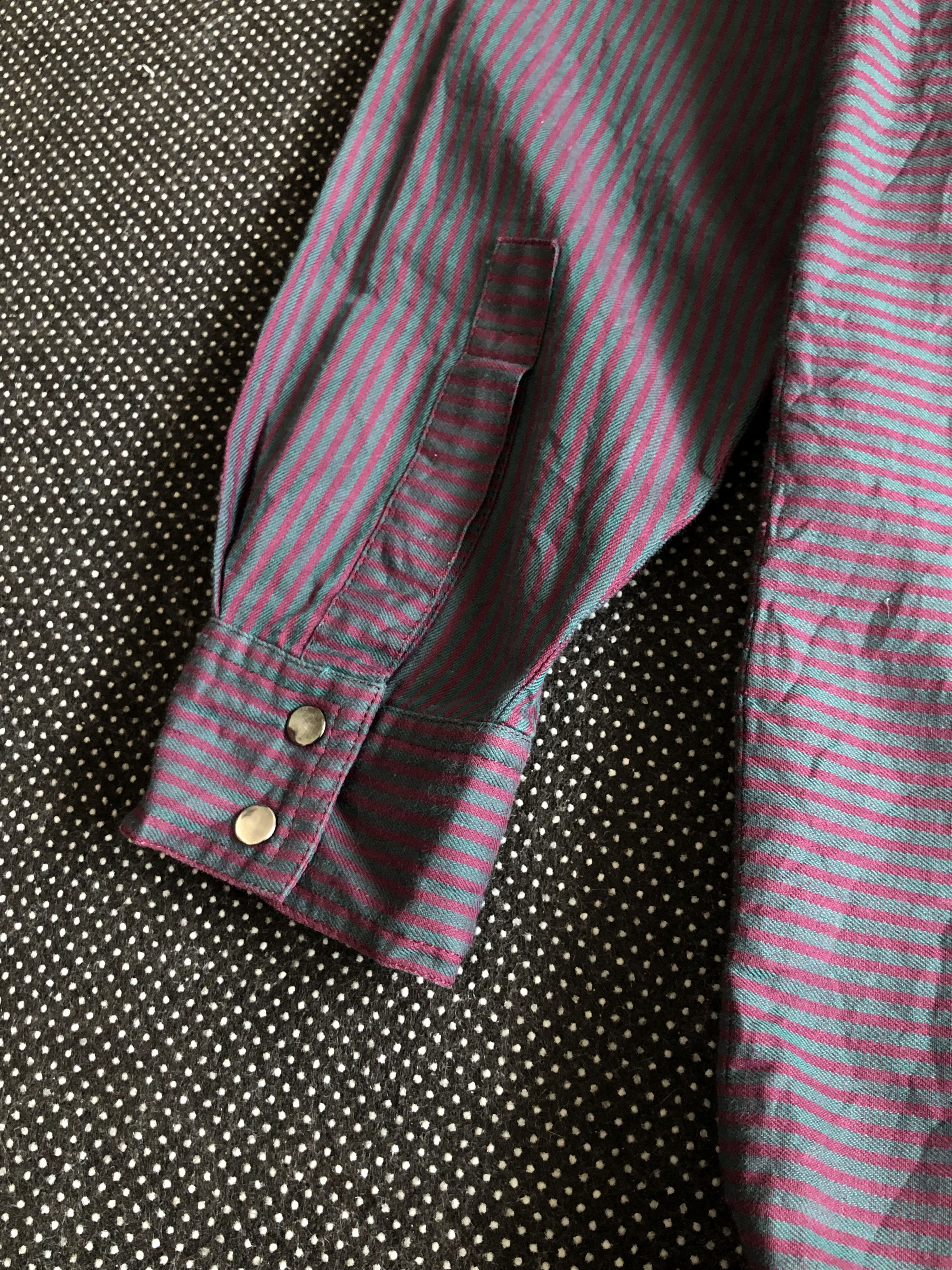 Karl Lagerfeld RARE🔥80’S KARL LAGERFELD SNAP BUTTON TOP DUAL TONES STRIPED Size M / US 6-8 / IT 42-44 - 6 Thumbnail