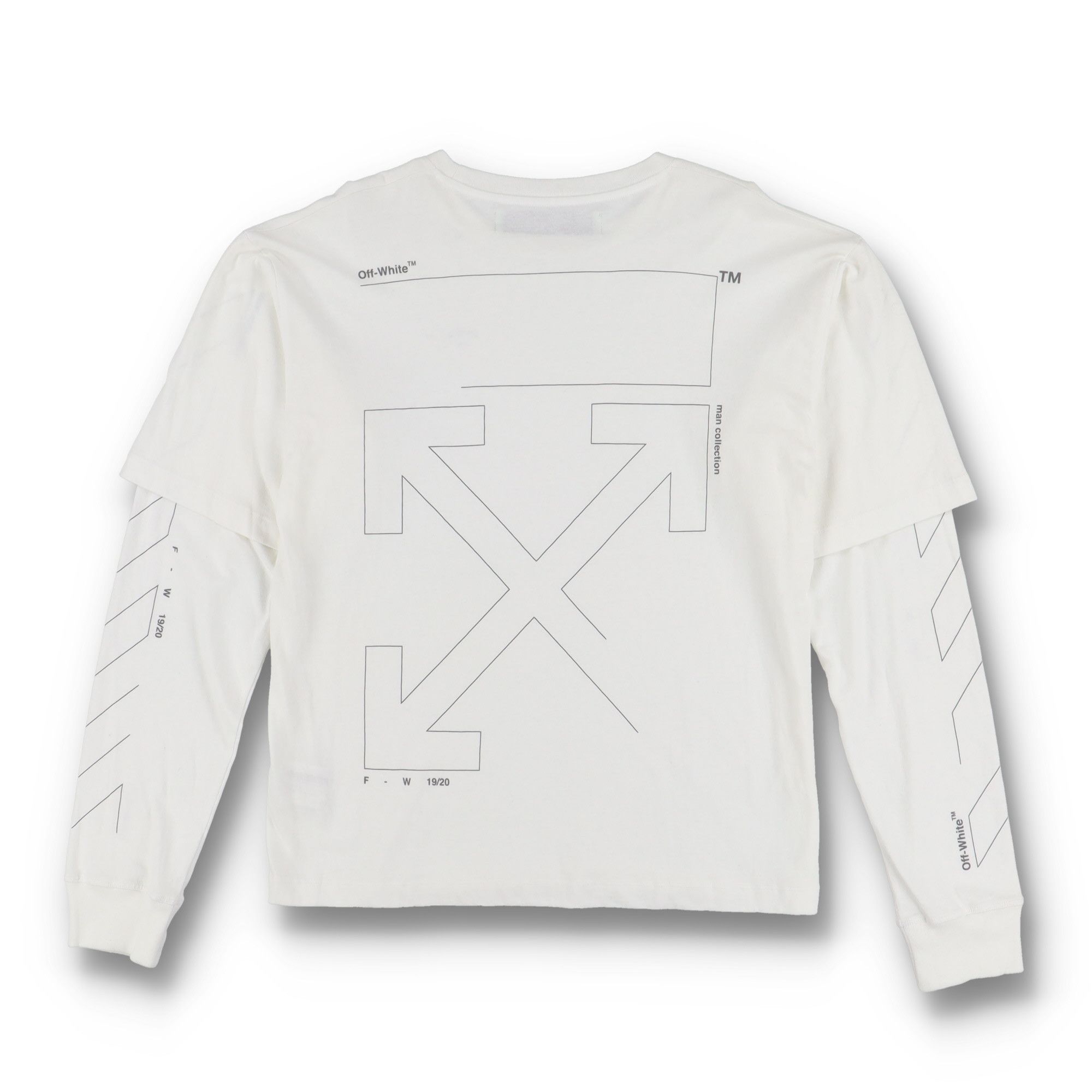 White Unfinished Reflective Arrows Oversized LS T-Shirt