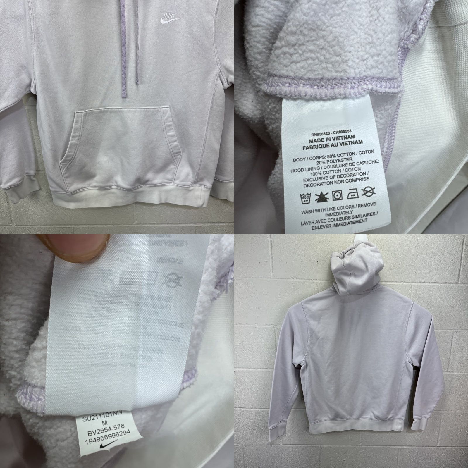 Nike Nike Sportswear Hoodie Pullover Men M Lilac - 576 BV2654-576, Fleece, Logo Embroidered, Hooded, Pockets, Cotton Blend, Regular Fit, Spring Fall Winter Size US M / EU 48-50 / 2 - 8 Thumbnail