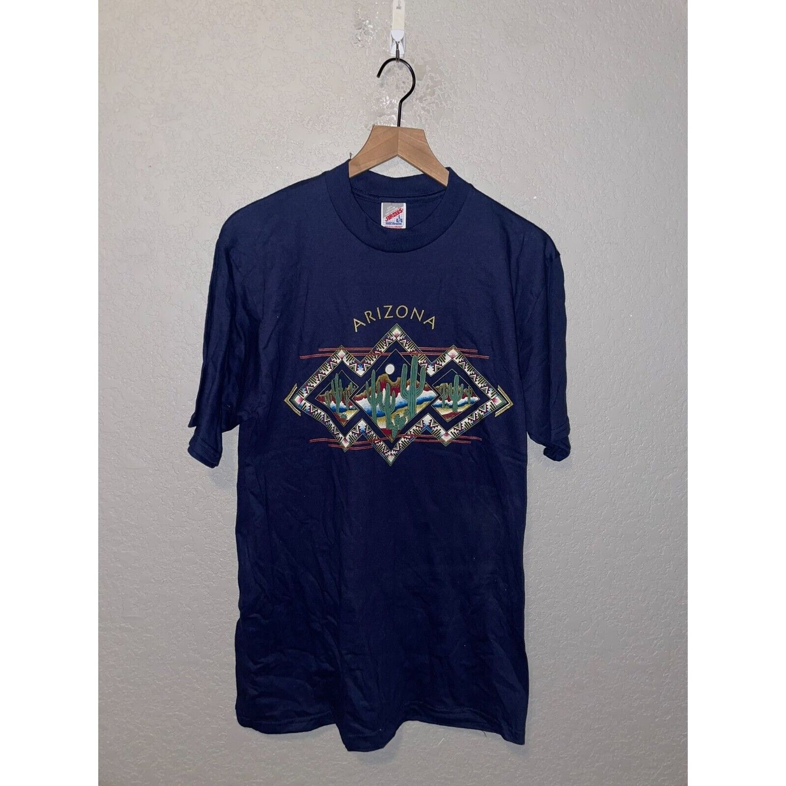 Jerzees Vintage Arizona Shirt Southwest Tee Cactus Desert Blue 90s L Size US L / EU 52-54 / 3 - 1 Thumbnail