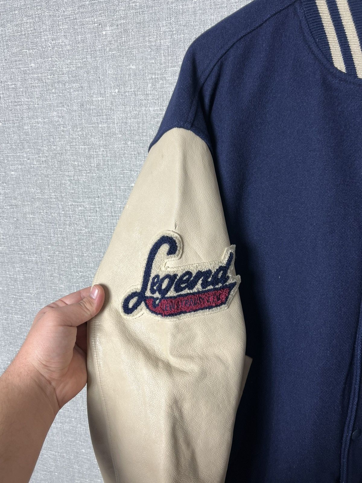 Levi's × Levi's Vintage Clothing Vintage Levis USA Varsity Bomber Jacket Leather Sleeves Size US L / EU 52-54 / 3 - 10 Thumbnail