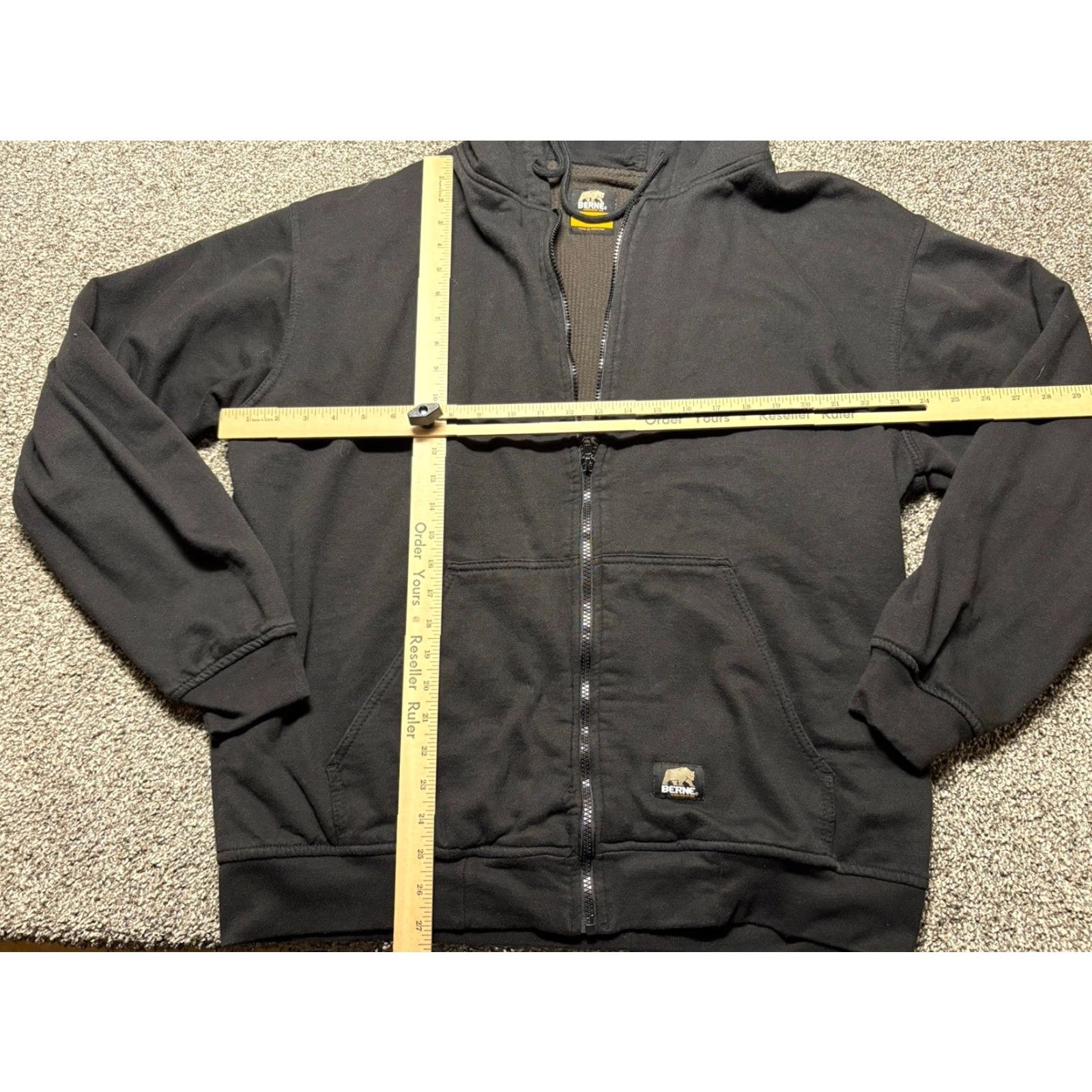 Vintage Berne Hoodie Mens XL Black Full Zip Relaxed Crew Workwear Logo Waffle Lined Size US XL / EU 56 / 4 - 4 Thumbnail