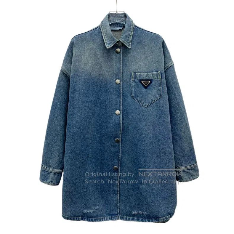 Prada Prada Blue gradient logo triangle logo cotton long-sleeved Size XS / US 0-2 / IT 36-38 - 1 Thumbnail