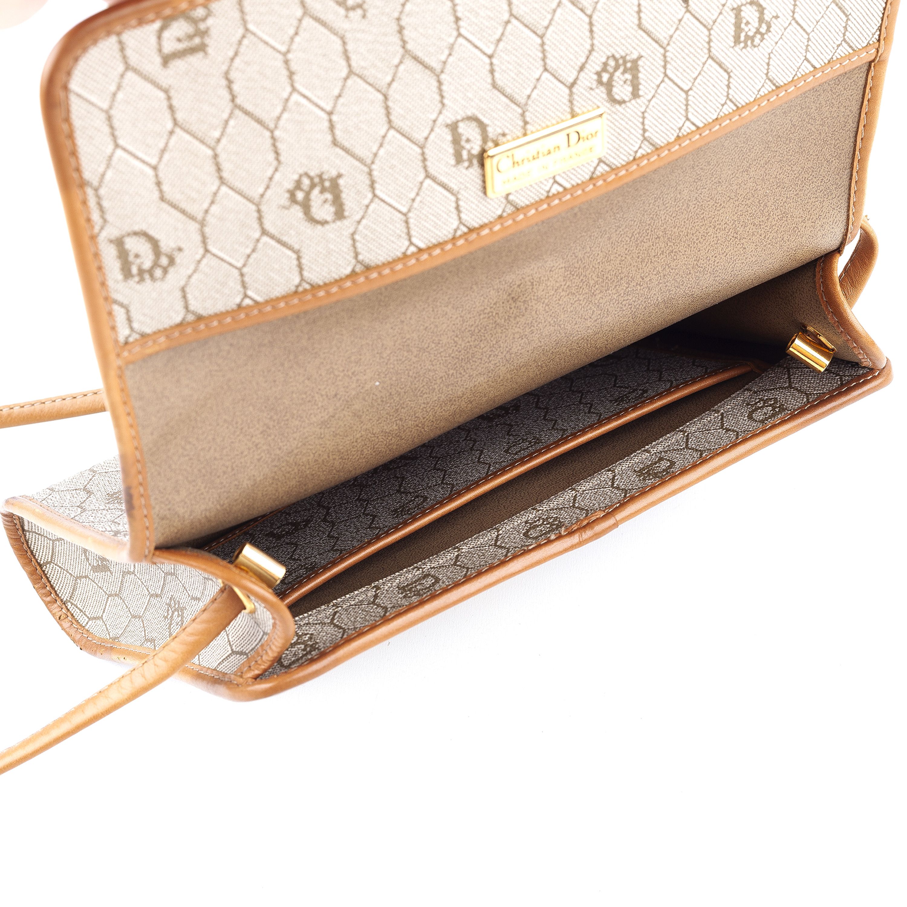 Dior Christian Dior Monogram Light Brown Leather Crossbody Bag Size ONE SIZE - 9 Thumbnail