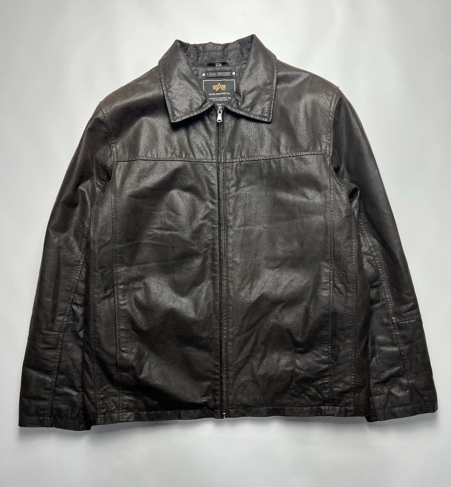 Alpha Industries Alpha Industries Vintage 90's Men's Brown Leather Zip Jacket Size US L / EU 52-54 / 3 - 2 Thumbnail