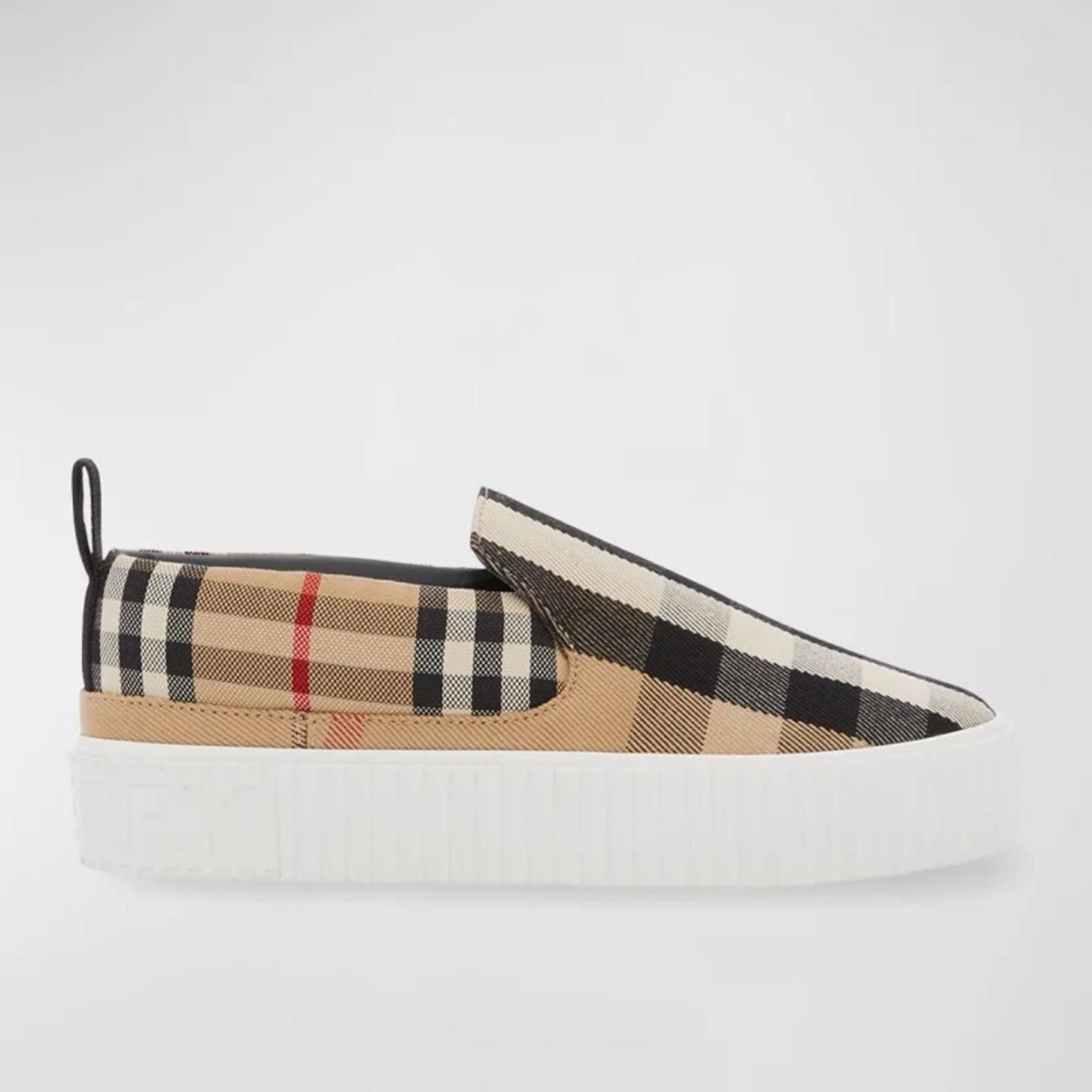 【BURBERRY】SLIP-ON Burberry Curt Check Boucle Slip-On Sneakers | Neiman Marcus