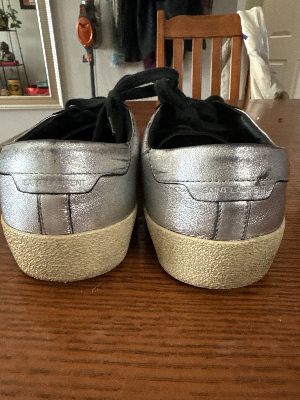 Yves Saint Laurent Silver Leather Court Classic Sneaker Size US 10 / EU 43 - 4 Thumbnail