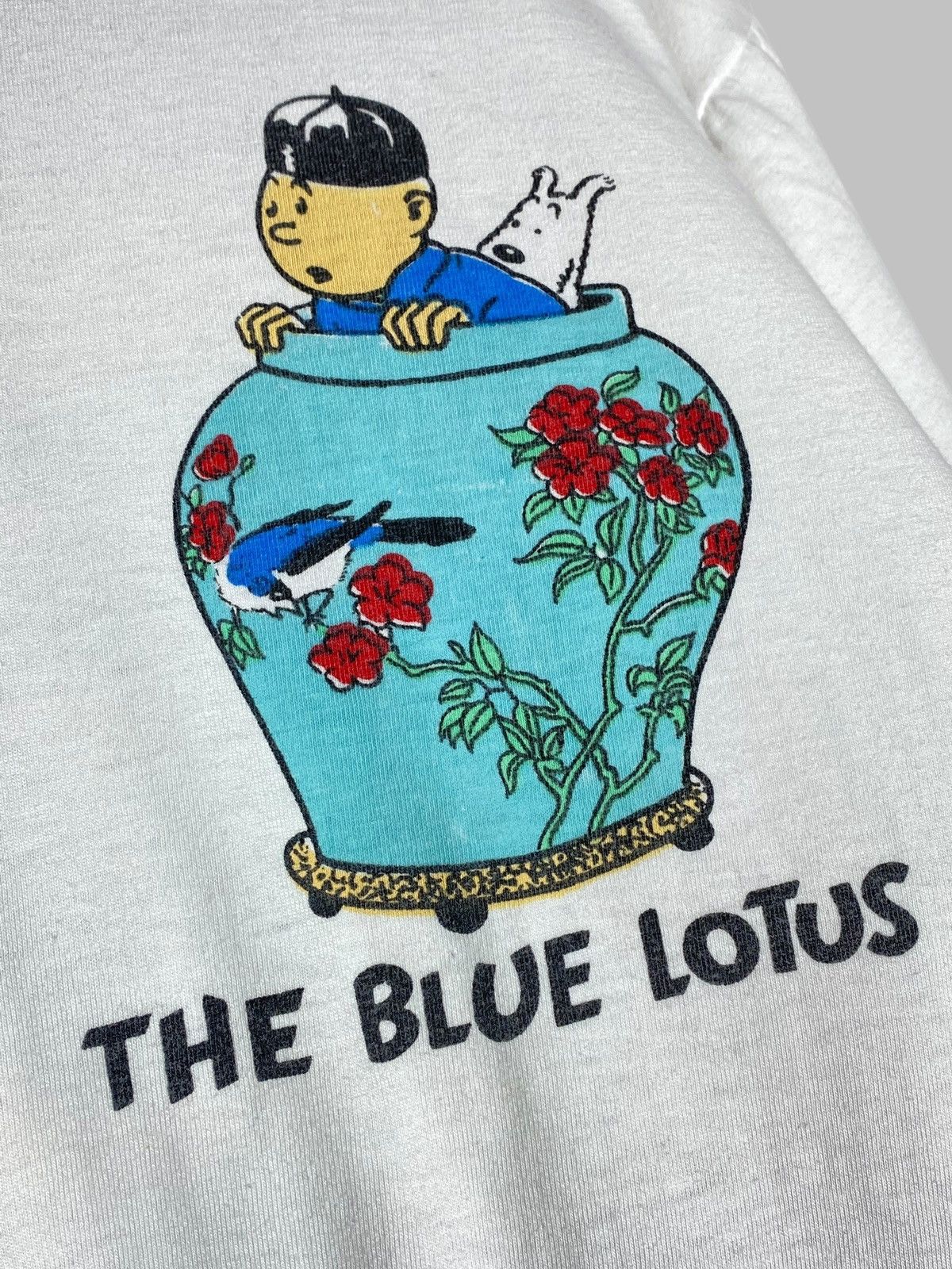 Cartoon Network 🔥 TINTIN BLUE LOTUS TEE VINTAGE 90S DRAGON CHINA VIBE Size US M / EU 48-50 / 2 - 8 Thumbnail