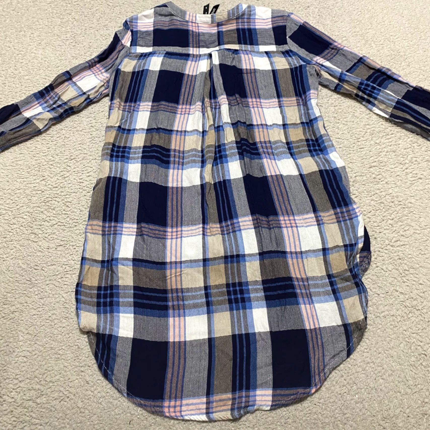 J. Jill Liverpool Womens Small Shirt Multicolor Plaid L/S Button-Up V-Neck Viscose Tunic Size S / US 4 / IT 40 - 7 Thumbnail
