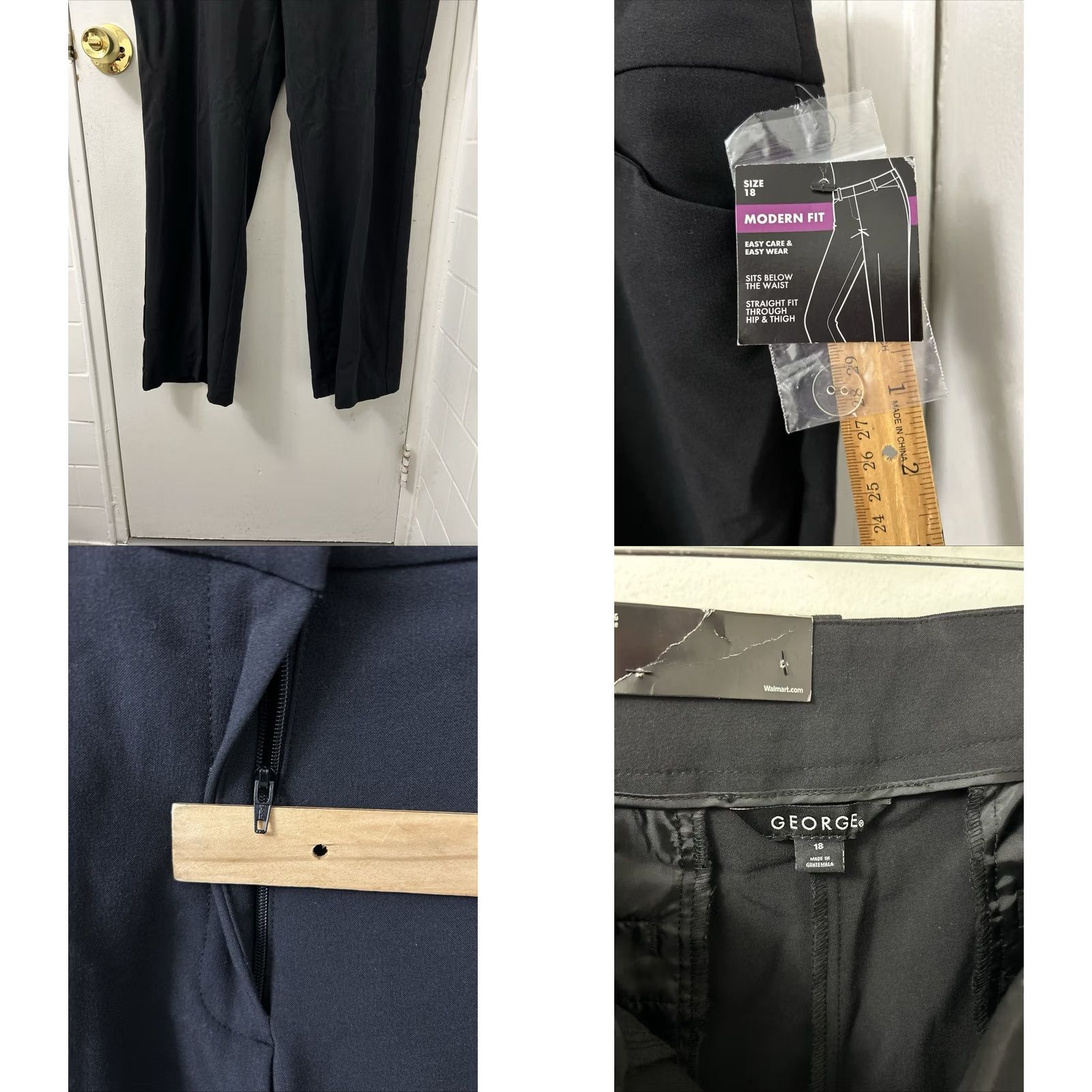 George George Modern Pants Womens Black Size 18 L32 Straight Fit NWT Dress Pants Easy Care Zipper Trousers Size 40" / US 18 - 8 Thumbnail