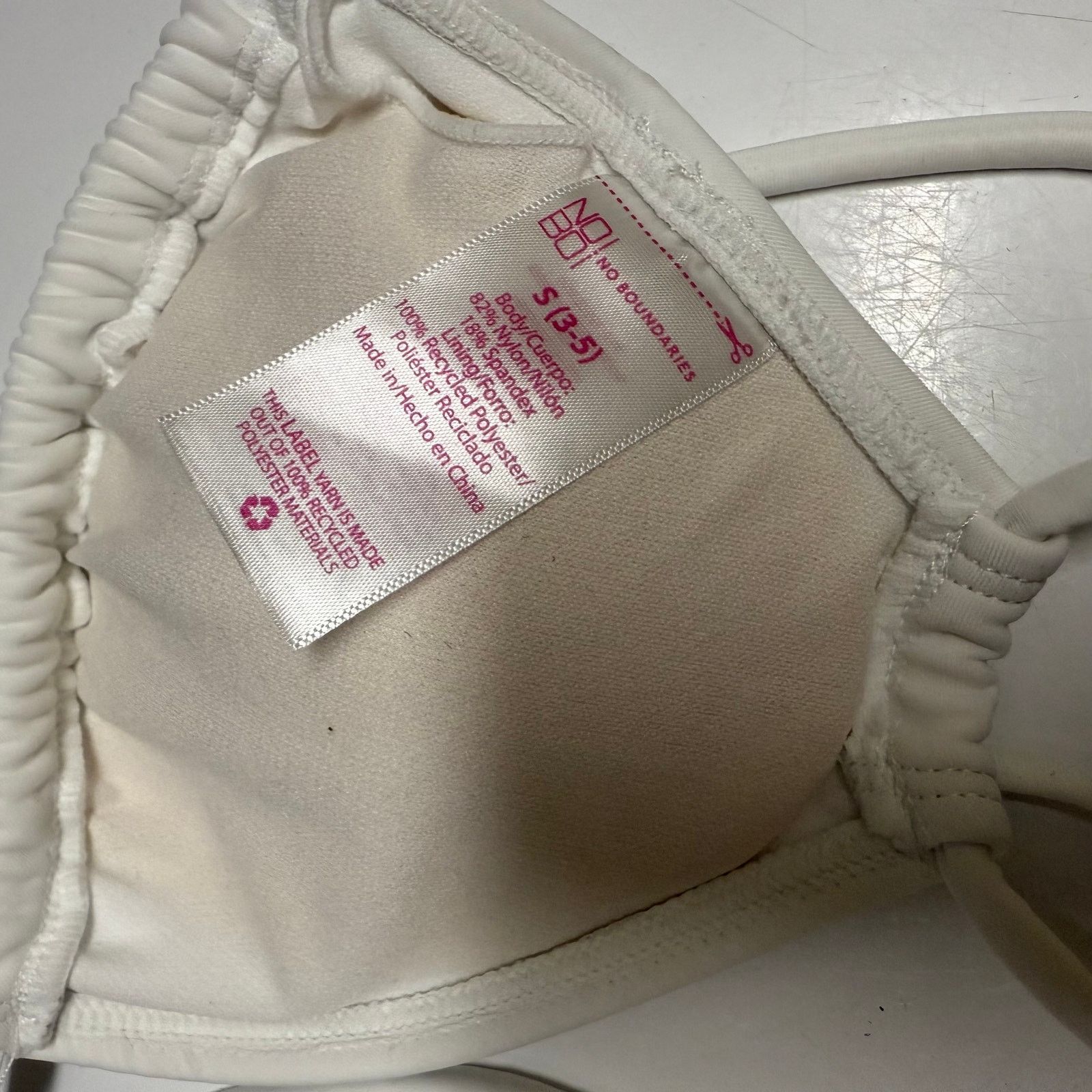 Other No Boundaries Bikini Top S 3 5 White String Removable Pads Size ONE SIZE - 2 Thumbnail
