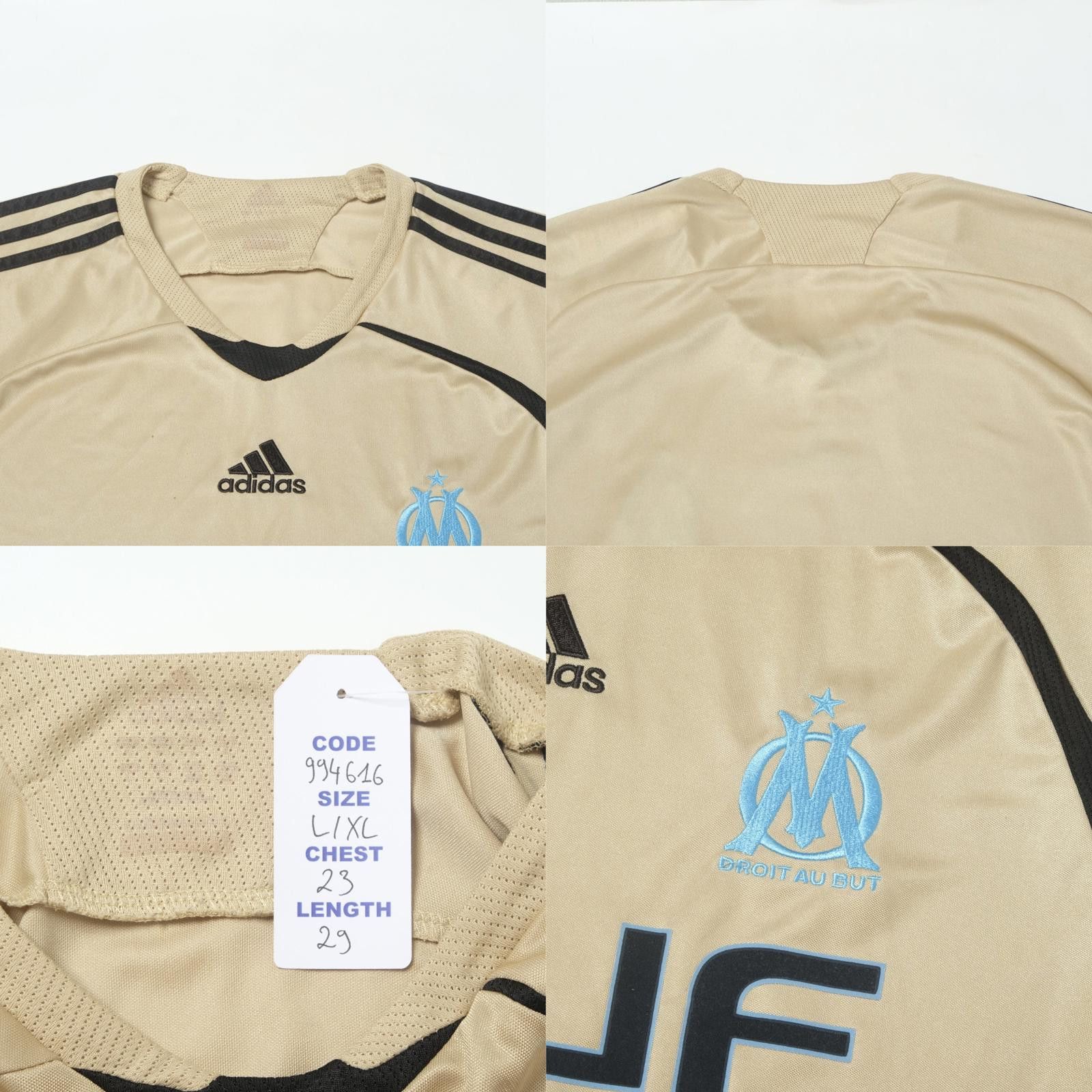 Adidas 2008/09 Olympique Marseille Third Shirt Adidas (L/XL) Size US L / EU 52-54 / 3 - 4 Thumbnail