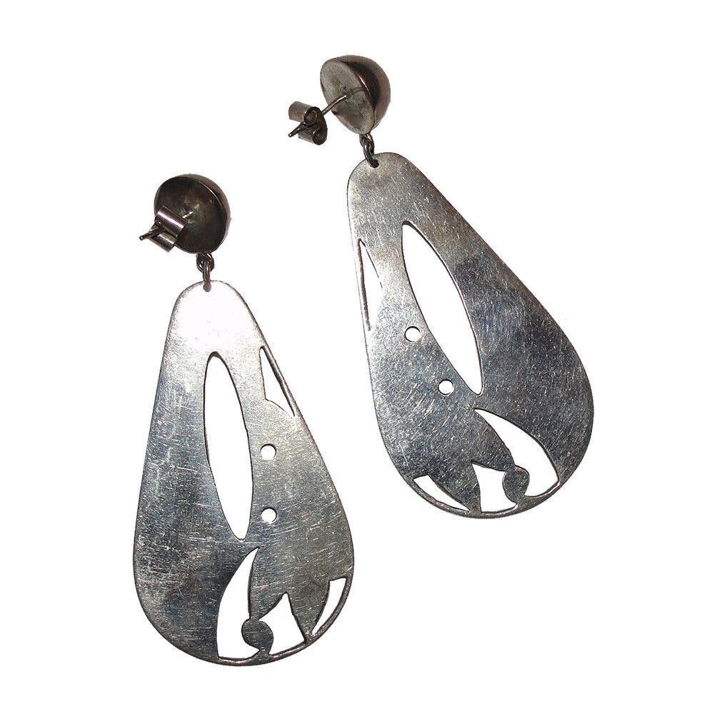 Handmade Hand Made Sterling Silver Etched Chandelier Earrings Size ONE SIZE - 5 Thumbnail