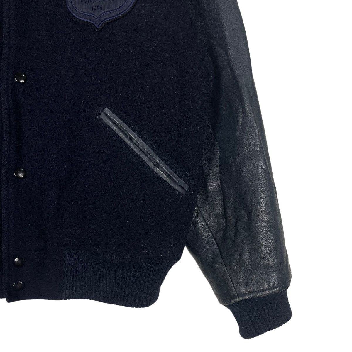 BIGI × Japanese Brand 💥90s BIGI OLD VARSITY ALL BLACK JACKET Size US L / EU 52-54 / 3 - 5 Thumbnail