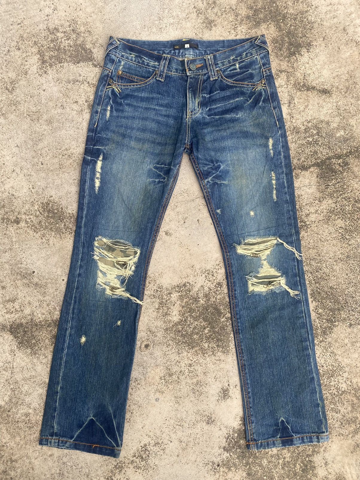 If Six Was Nine × Japanese Brand Flare Jeans Icom Distressed Pierced Size US 32 / EU 48 - 3 Thumbnail