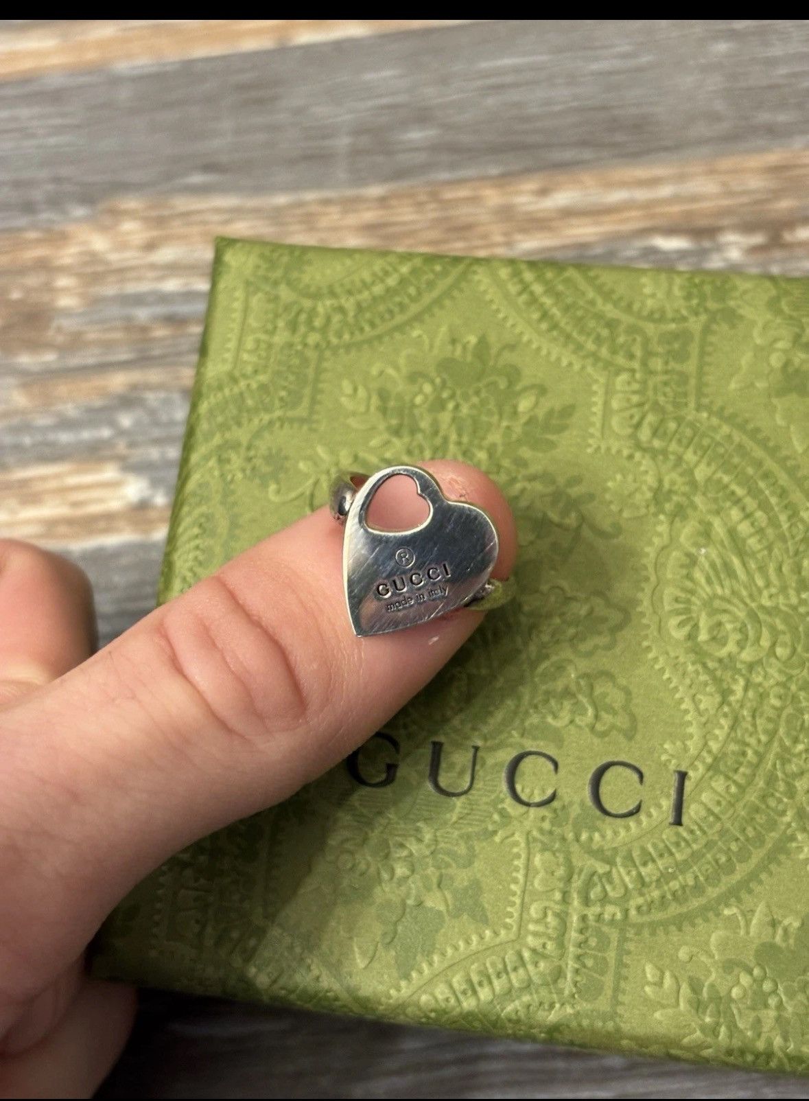 Gucci Gucci Heart Ring Cut Out Heart Size Gucci 17/US 8 Size ONE SIZE - 2 Thumbnail