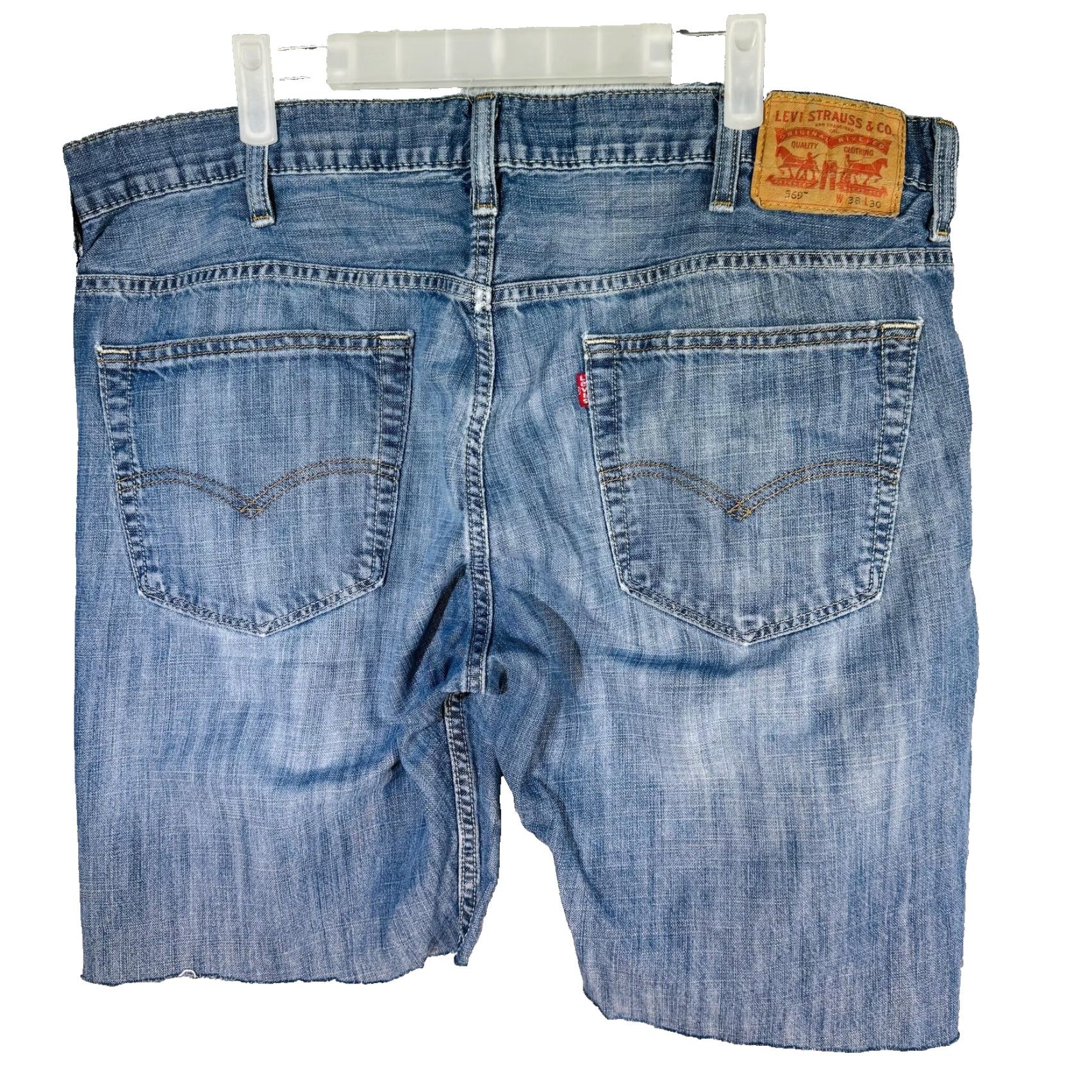 Levi's Levi's 569 Shorts Mens 38 Blue Bermuda Distressed 5-Pocket Zip Fly Raw Hem 8in Inseam Casual Summer Vintage: No Size US 38 / EU 54 - 5 Thumbnail