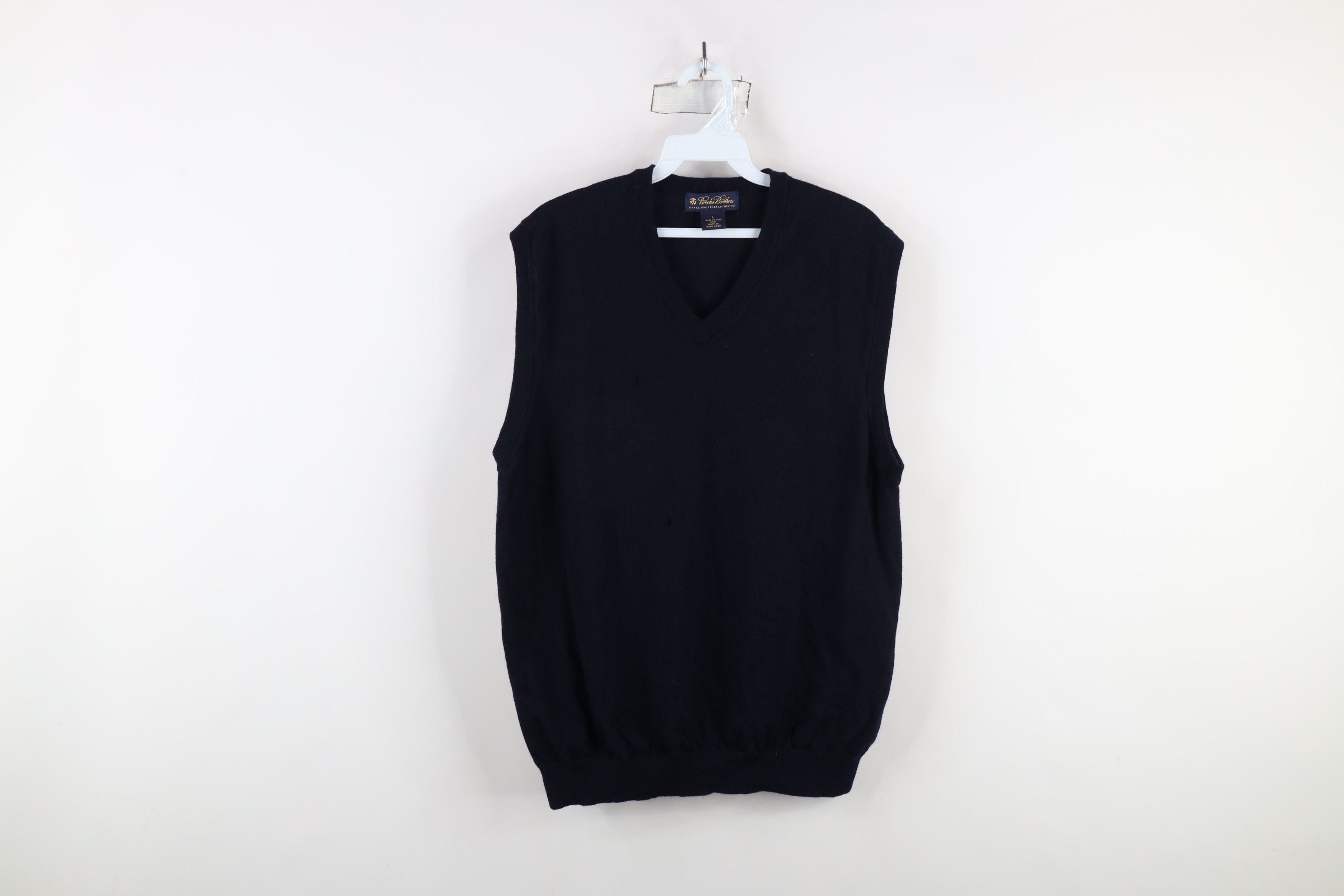 Brooks Brothers × Vintage Brooks Brothers Blank Merino Wool Knit Sweater Vest AS IS Size US L / EU 52-54 / 3 - 1 Thumbnail
