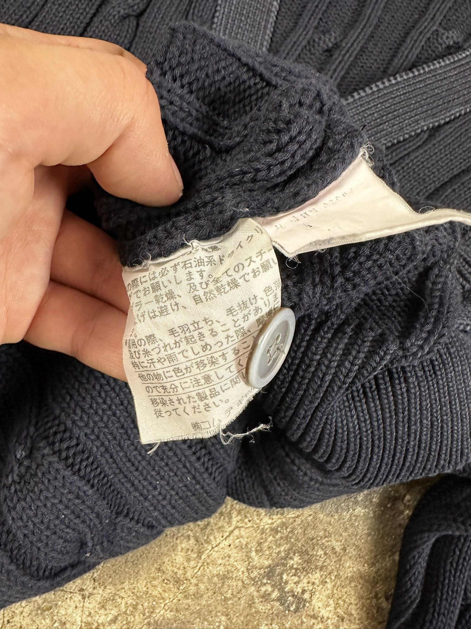 90s Comme des Garcons Homme Cable Archive Knit Cardigan Navy