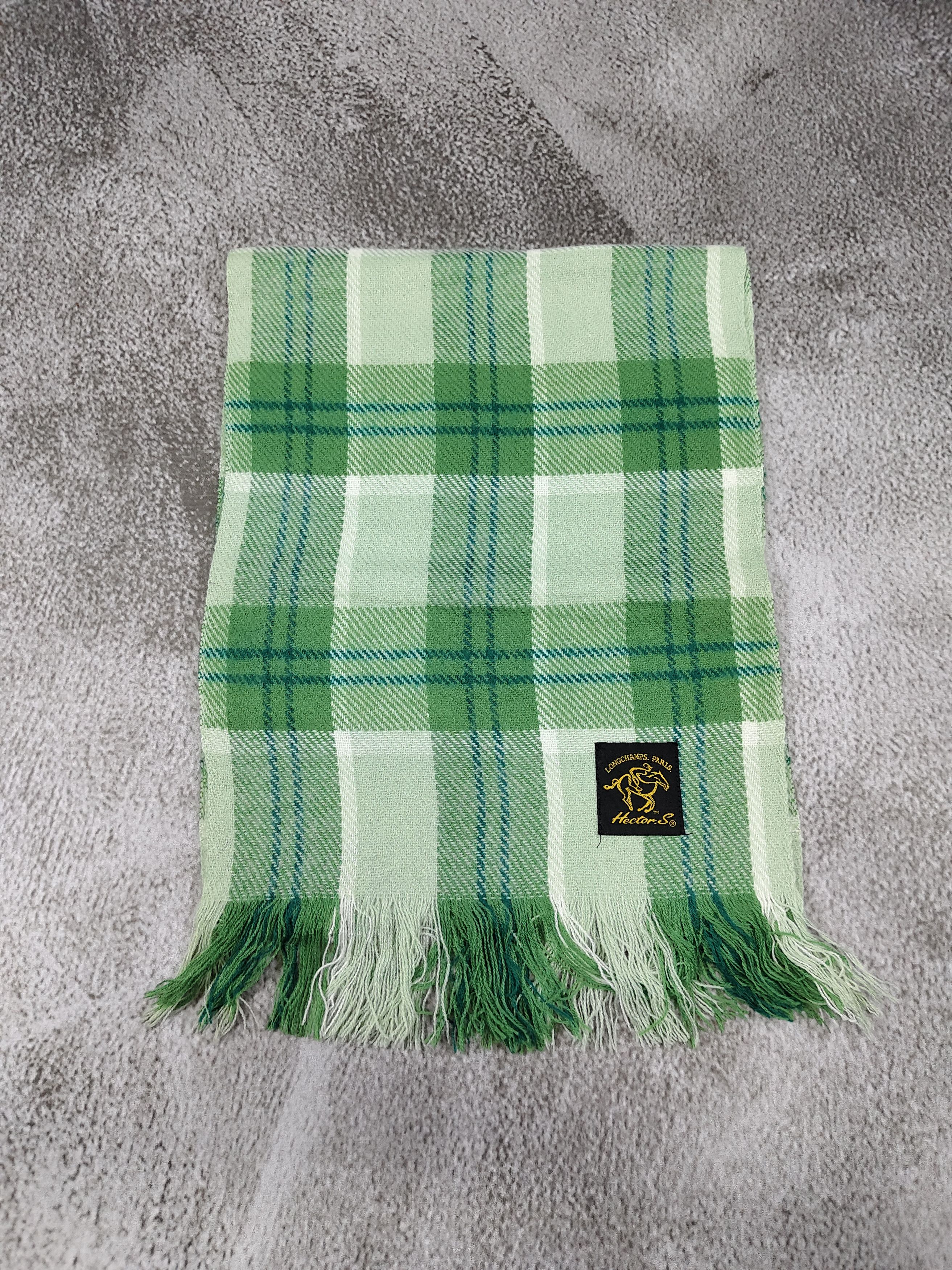Longchamp 90s Longchamp Hector S Paris Tartan Fringe Wool Scarf Size ONE SIZE - 2 Thumbnail