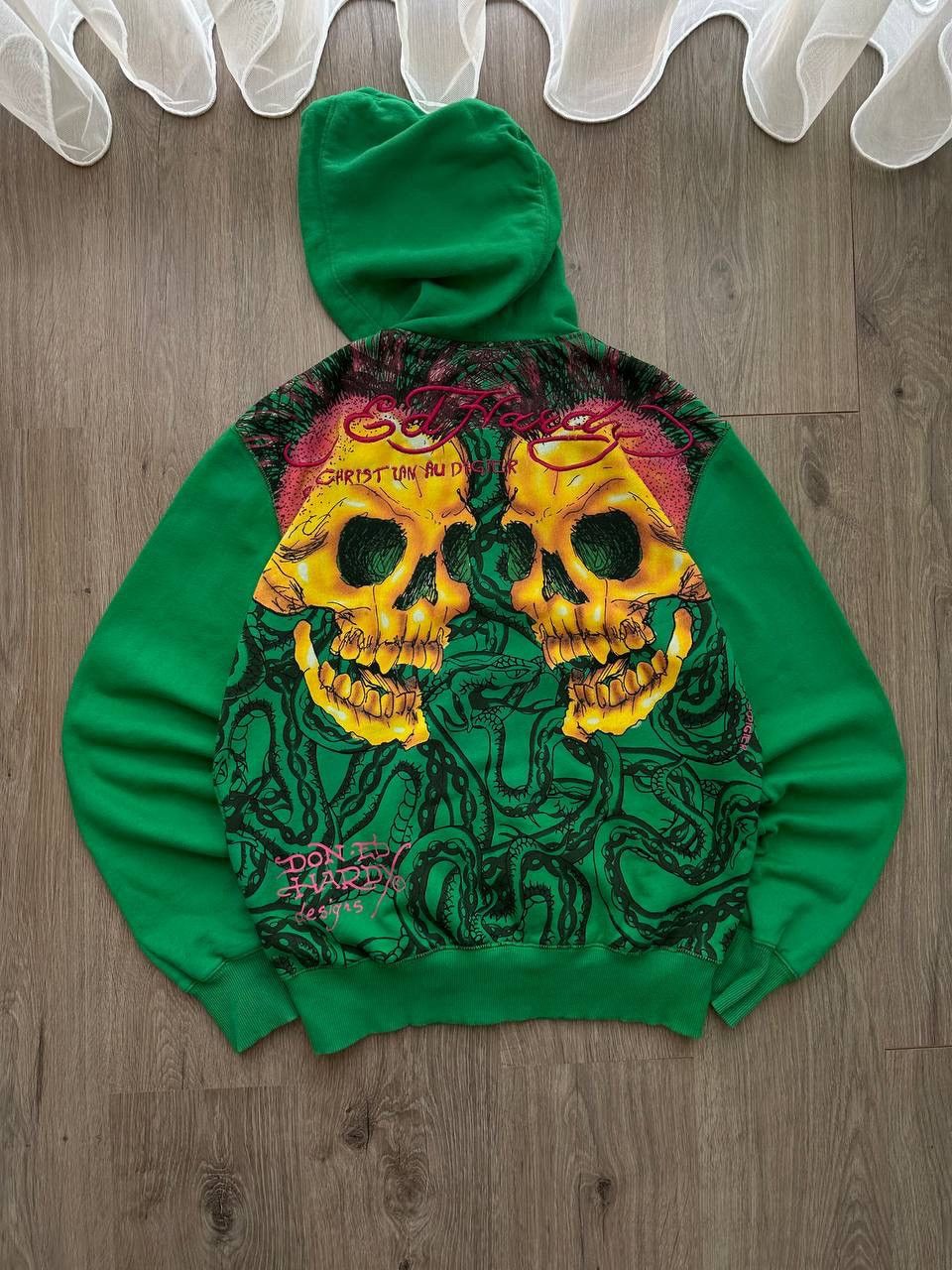 Christian Audigier × Ed Hardy × Vintage Vintage Ed Hardy Christian Audigier Green Hoodie Size US S / EU 44-46 / 1 - 17 Thumbnail