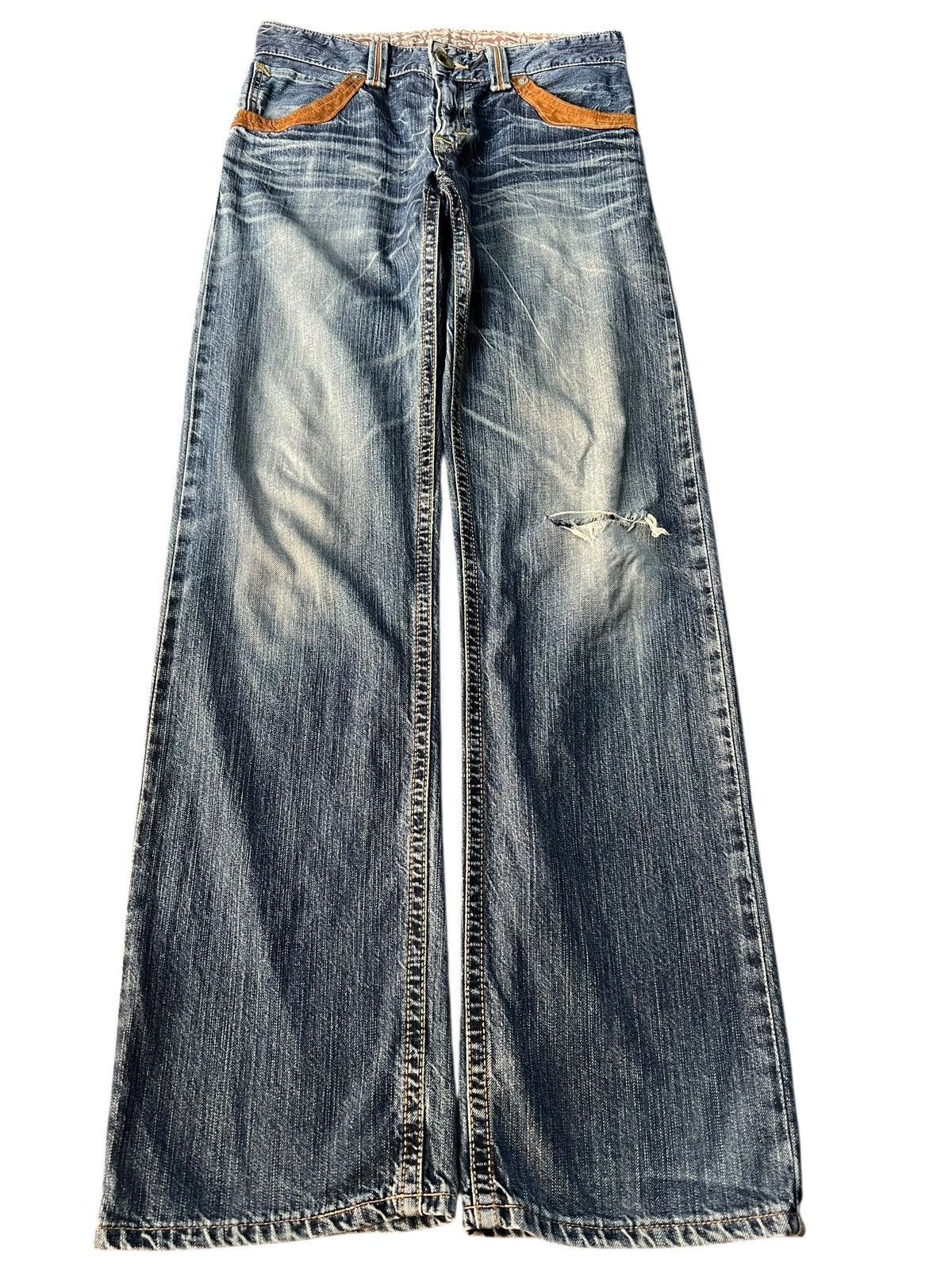 Edwin × Japanese Brand × Vintage EDWIN EXCLUSIVE VINTAGE BUFFALO HEAD DISTRESS JEANS Size US 29 - 1 Thumbnail
