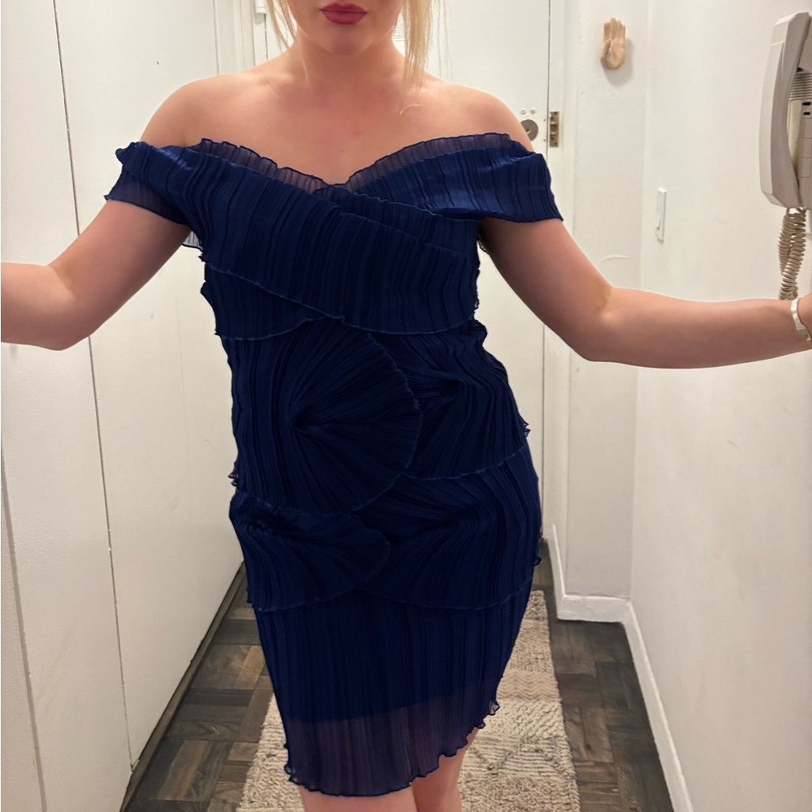 Other NWT Blue Sheath Midi Dress with Flutter Cap Sleeves One Size Size ONE SIZE - 13 Thumbnail
