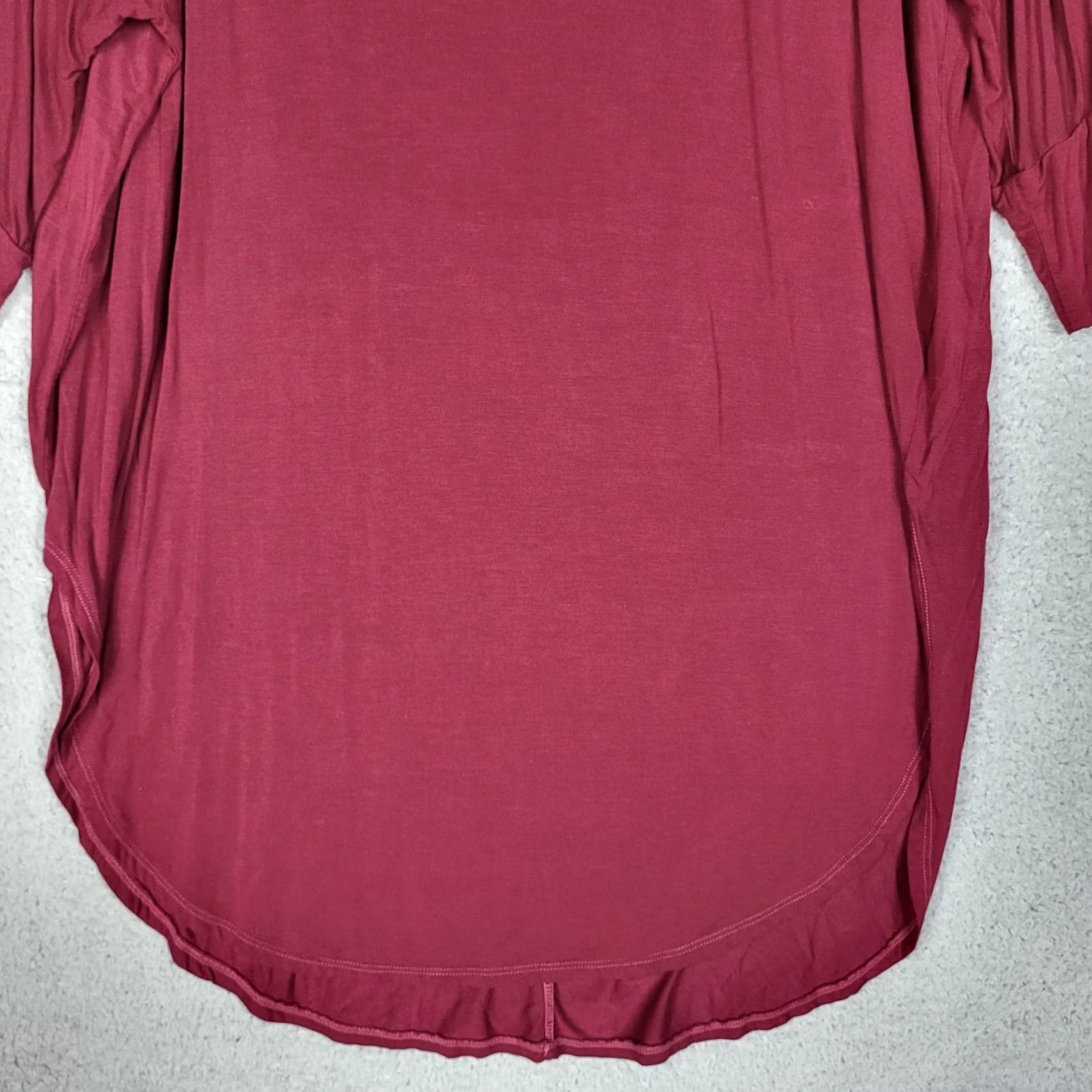 Michael Stars Michael Stars Burgundy Round Neck Women's Stretch Tunic top OS Regular Size One Size Blouse Size ONE SIZE - 3 Thumbnail