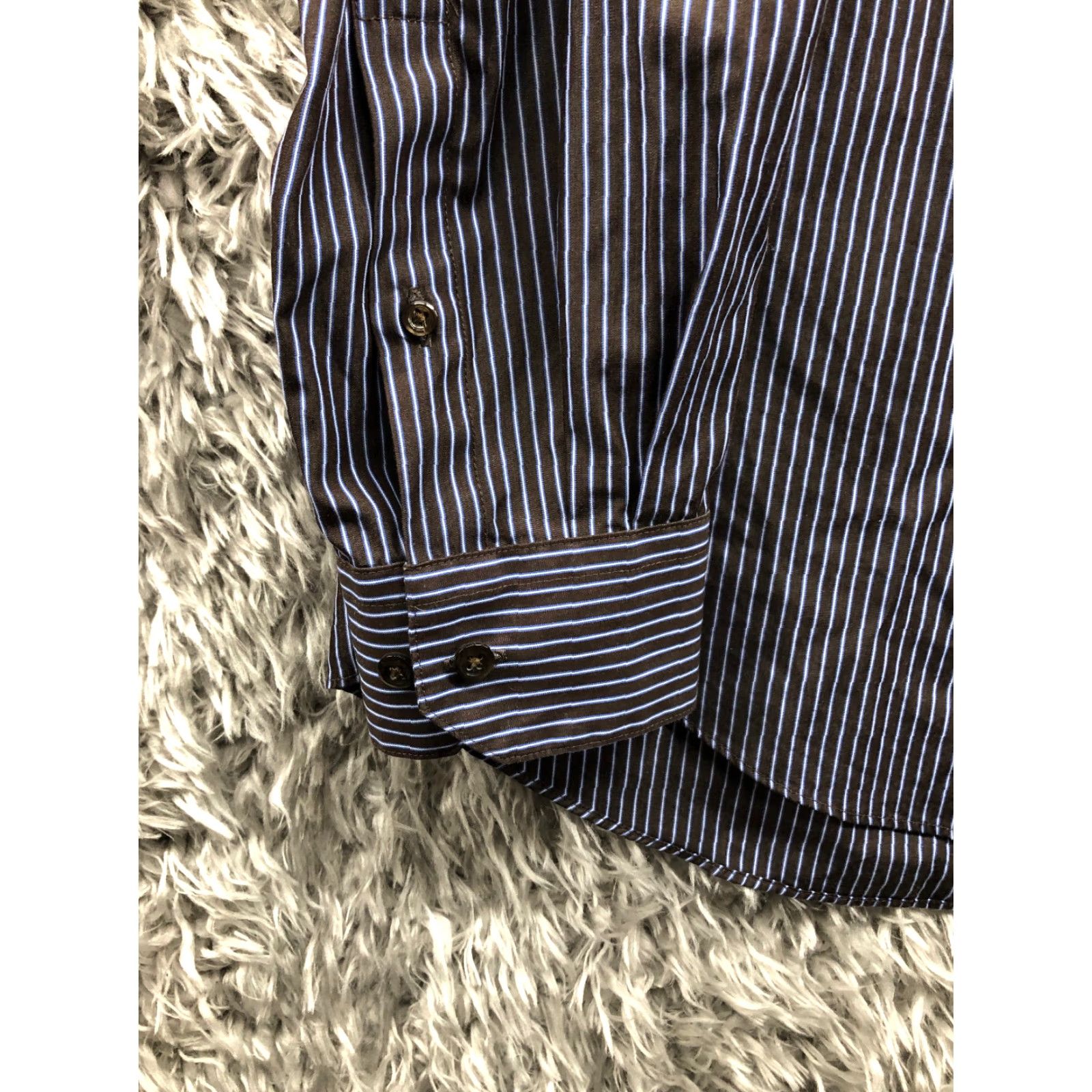Pronto Uomo Pronto Uomo Shirt XLT Mens Black Striped Long Sleeve Spread Collar Shirt - Button-Up, Casual, Big & Tall, Classic Modern Outdoor Size US XL / EU 56 / 4 - 2 Thumbnail
