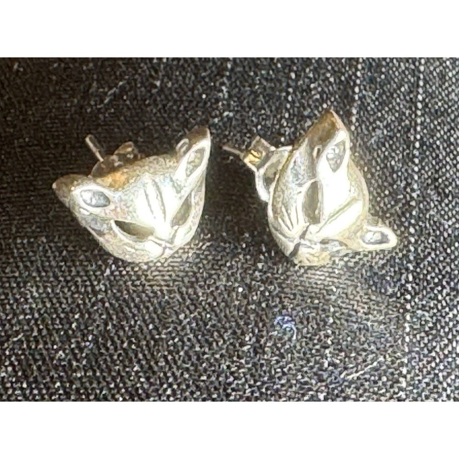 Other 925 Sterling Silver Cat Face Earrings Pierced Size ONE SIZE - 4 Thumbnail
