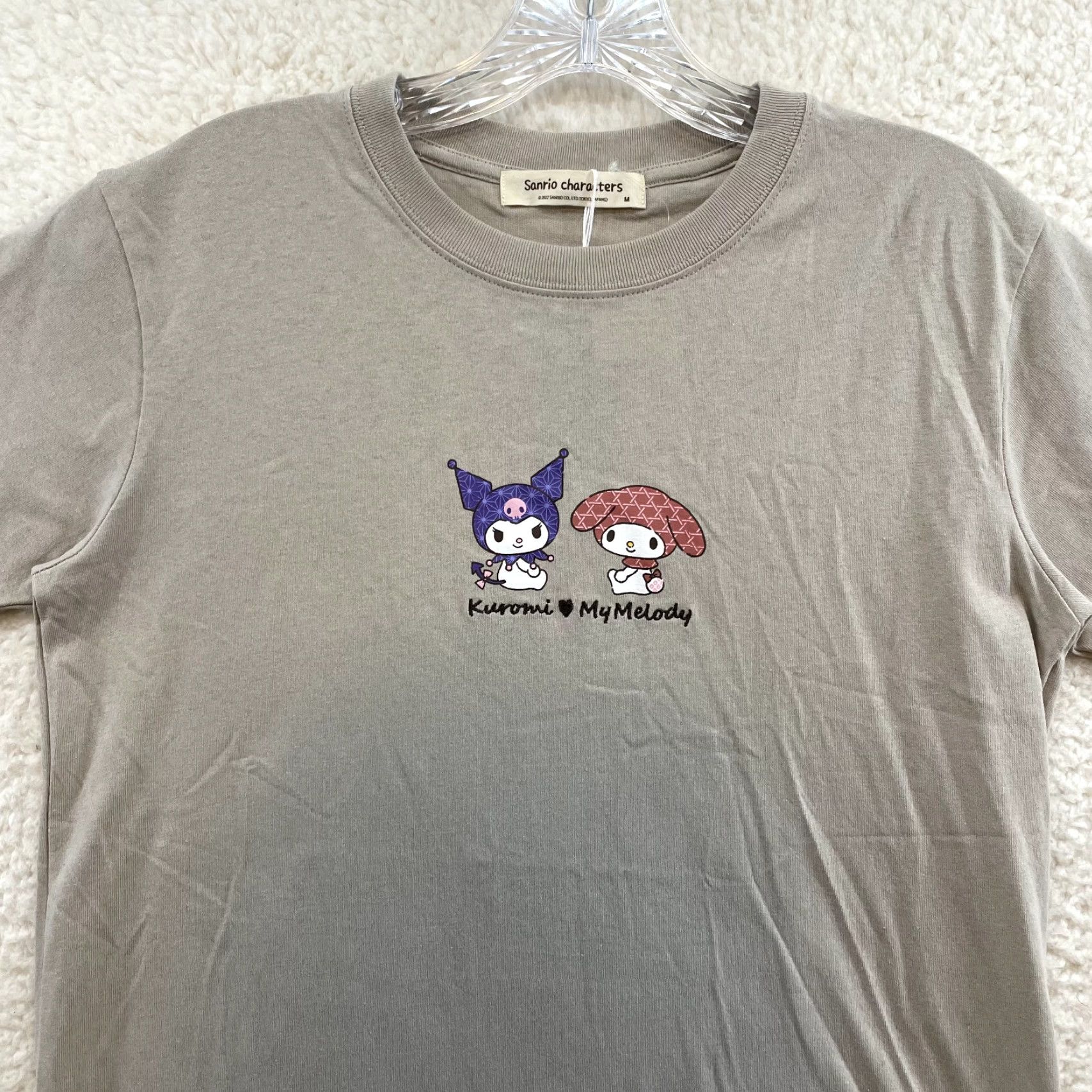 Vintage Sanrio My Melody Kuromi T-Shirt Medium Grey Embroidered Crew Neck Short Sleeve Women Regular Size M Size M / US 6-8 / IT 42-44 - 3 Thumbnail