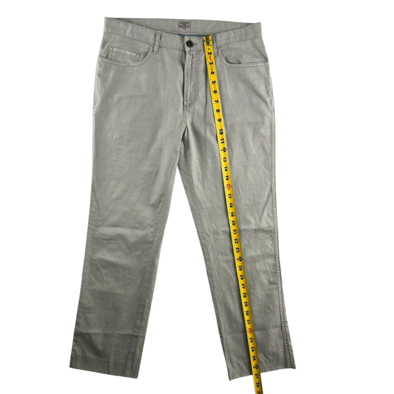 Faherty Faherty Men’s Pants Gray 5-Pocket Chino Cotton Blend 32x27 Mens Pants Regular Straight 5-Pocket Design Front Flat Front Casual/* Size US 32 / EU 48 - 7 Thumbnail