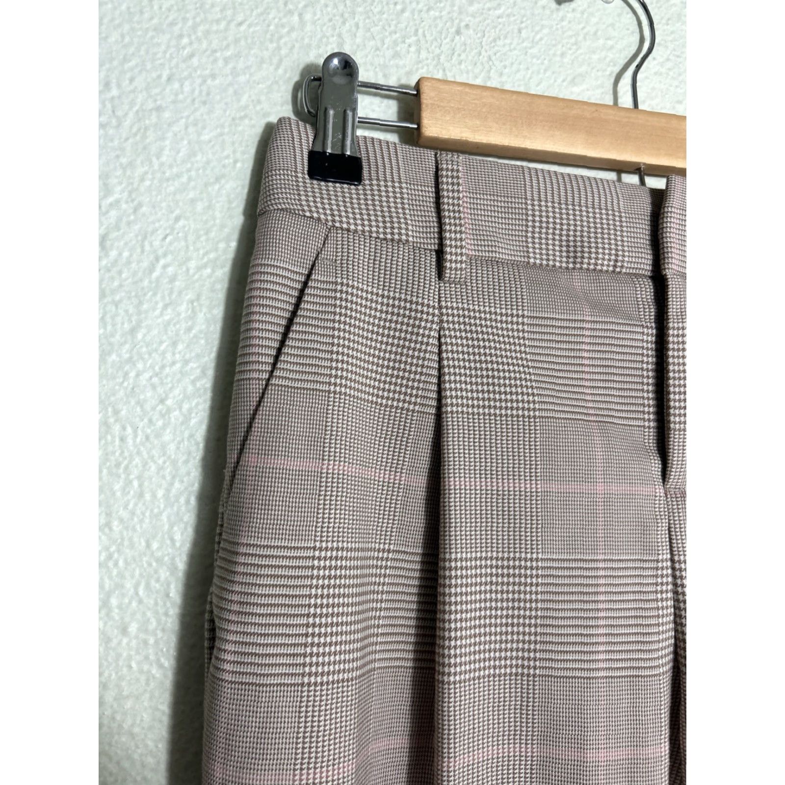 Banana Republic Banana Republic Sloan Fit Pant Womens 2P Beige Glen Plaid Slim Ankle Houndstooth - Cotton Blend, Slim, Flat Front, Mid Rise, 24in Inseam, Zip, Casual Size 26" / US 2 / IT 38 - 4 Thumbnail