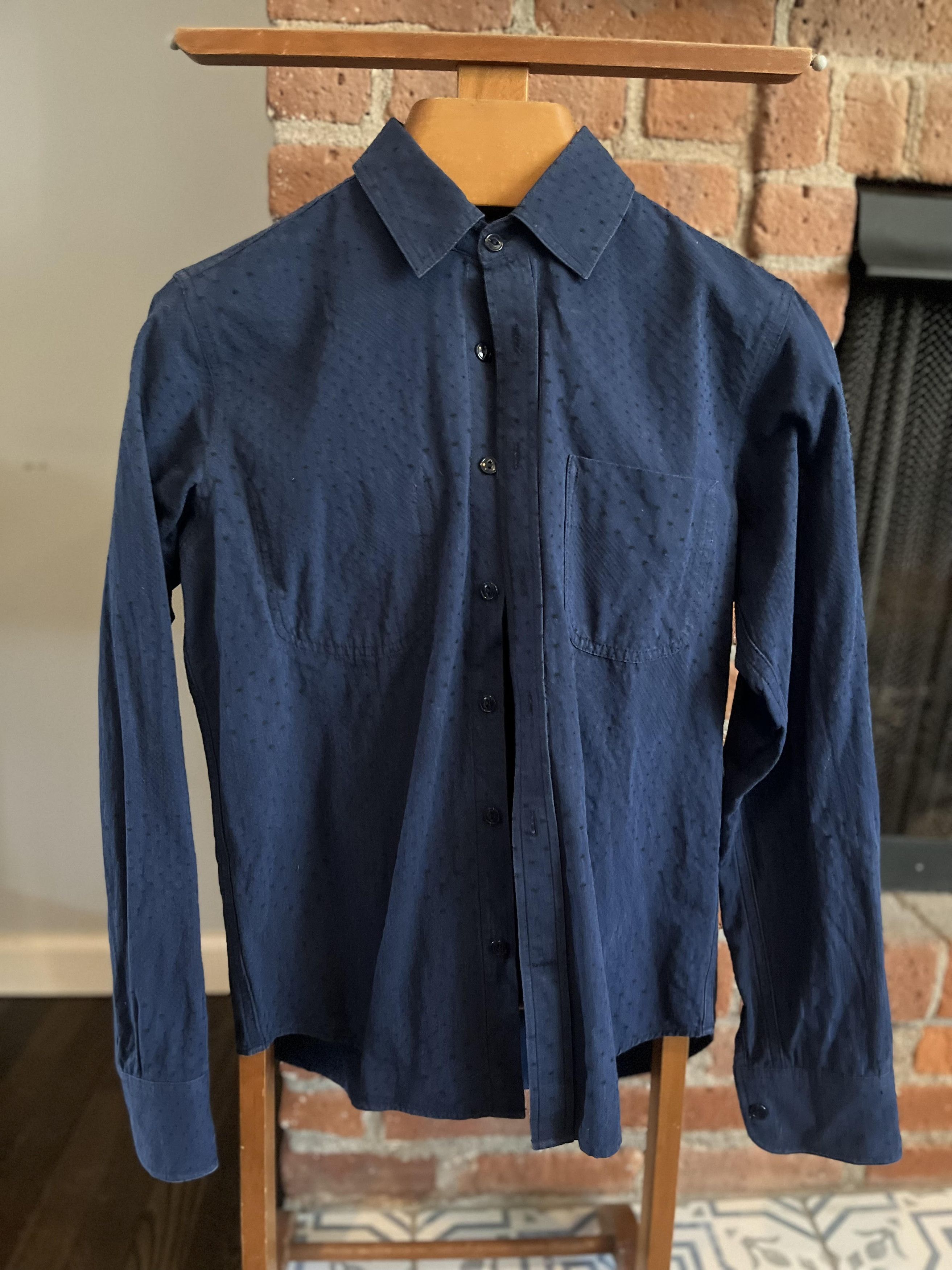 Rogue Territory Shirt Blue Swiss Dot Button Down Cotton
