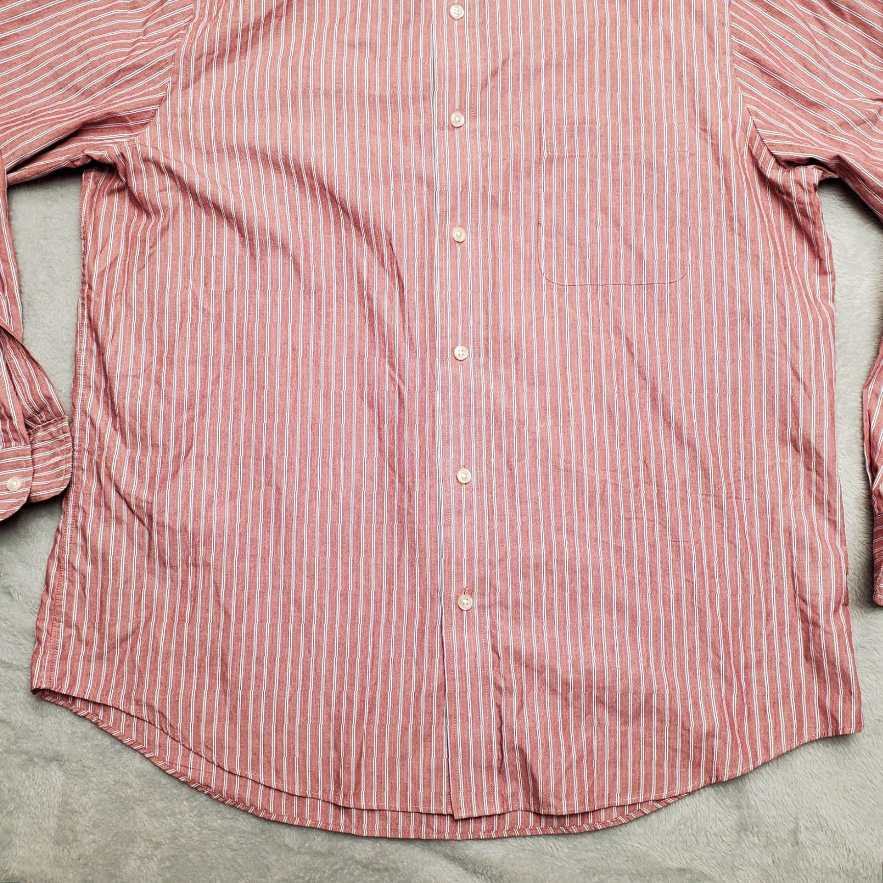 Croft & Barrow VINTAGE Croft & Barrow Shirt Men L Red Stripe Button Long Sleeve Cotton Blend Casual Size US L / EU 52-54 / 3 - 3 Thumbnail